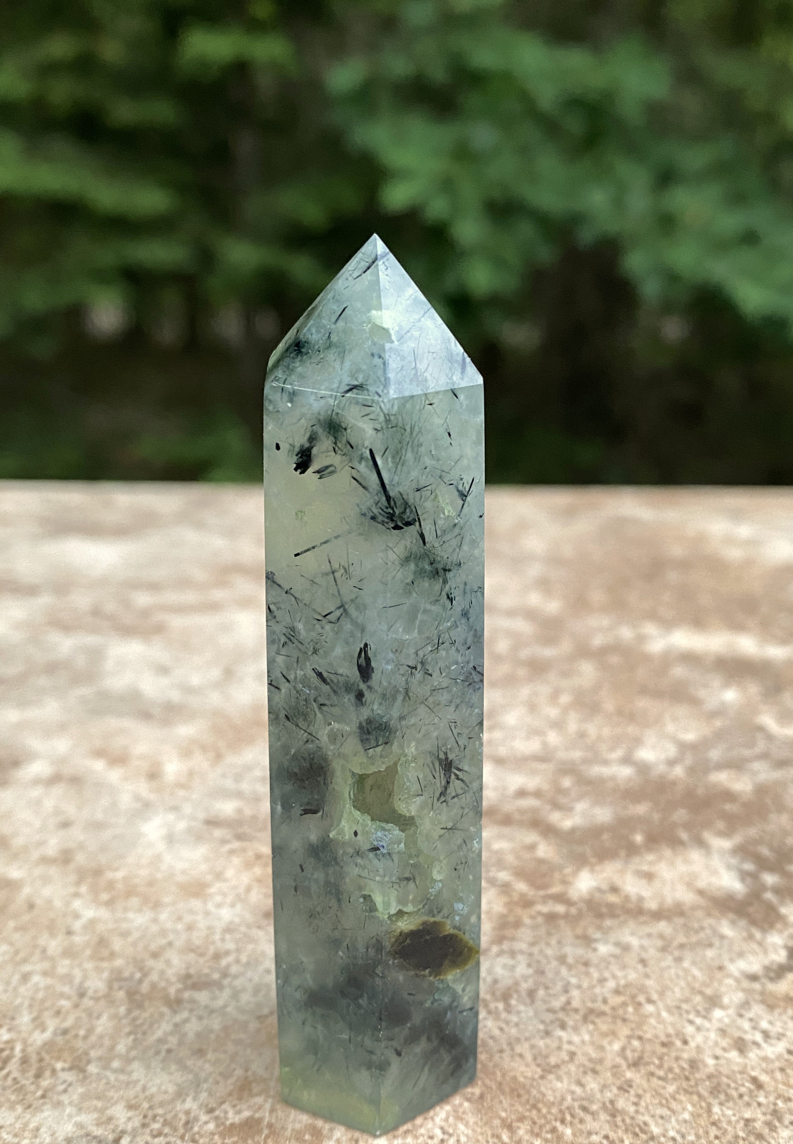 Prehnite Point Tower  Green   Protection Harmony Love 31562S