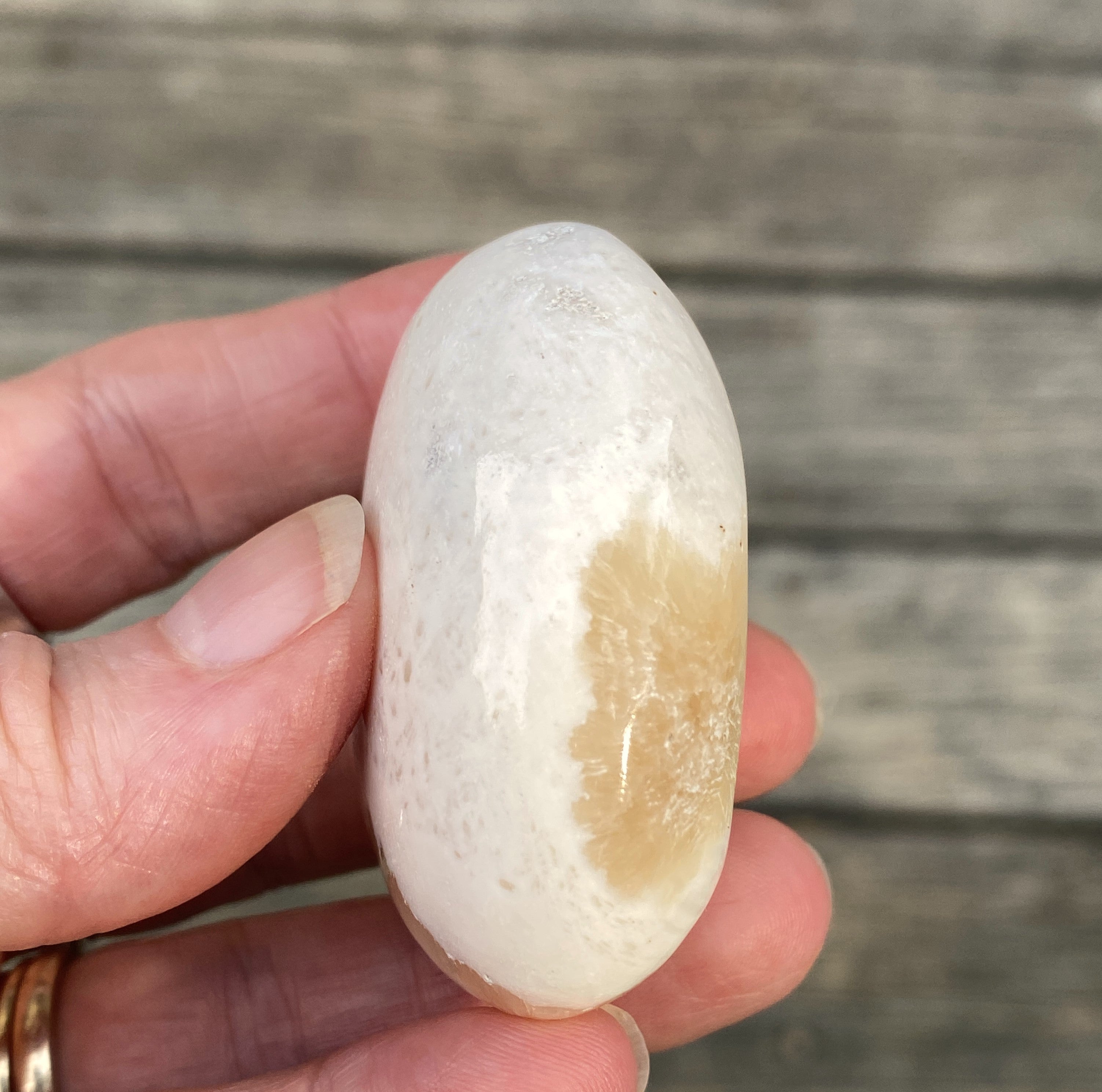Scolecite White Palm Stone  Peace Relaxation 31601S