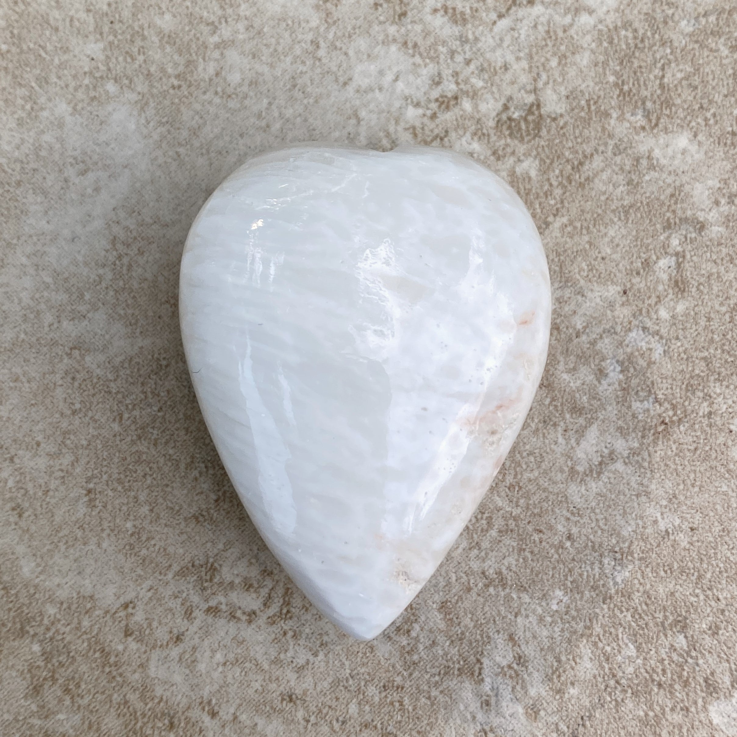 Scolecite White Heart Figurine  Peace Relaxation 31602S