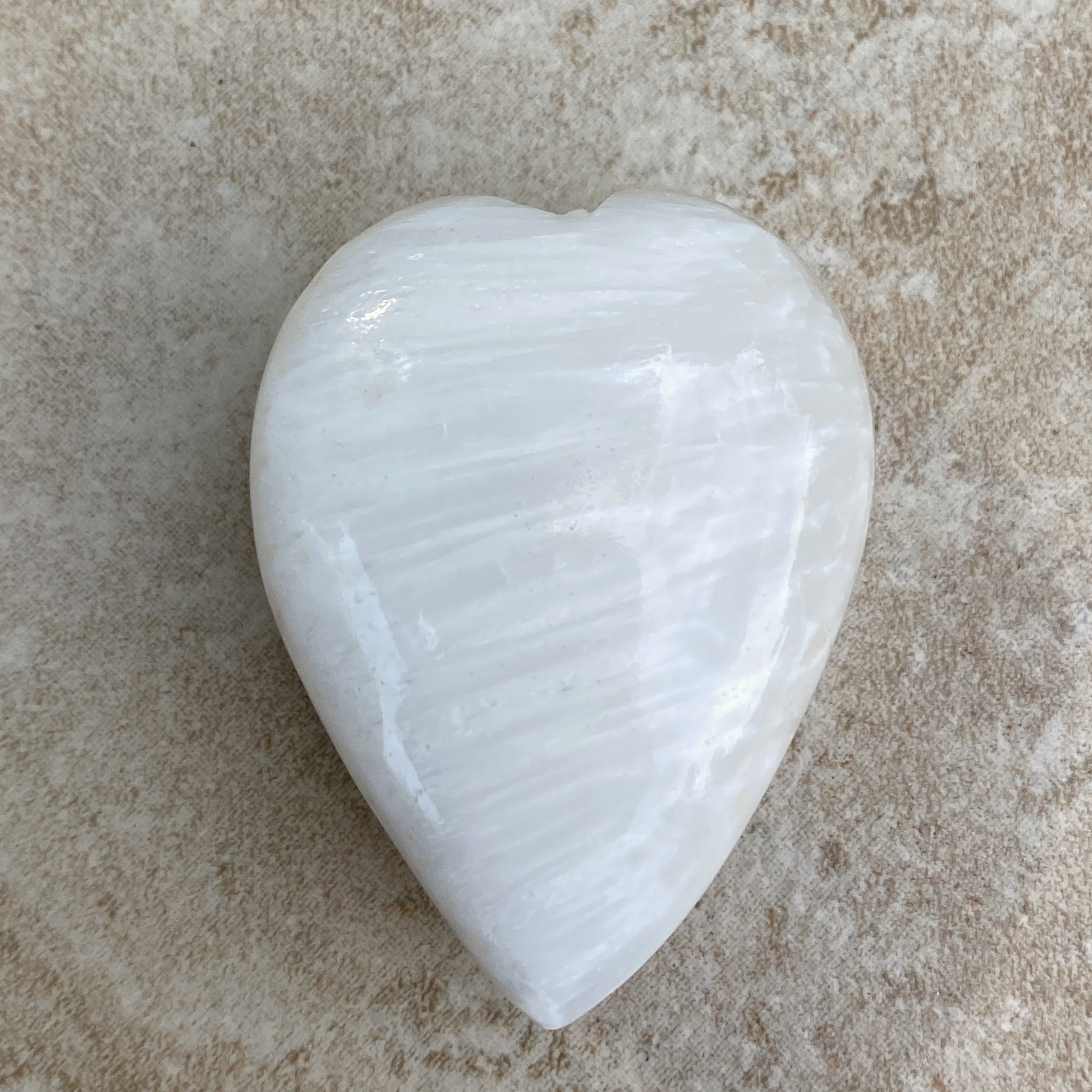Scolecite White Heart Figurine  Peace Relaxation 31602S