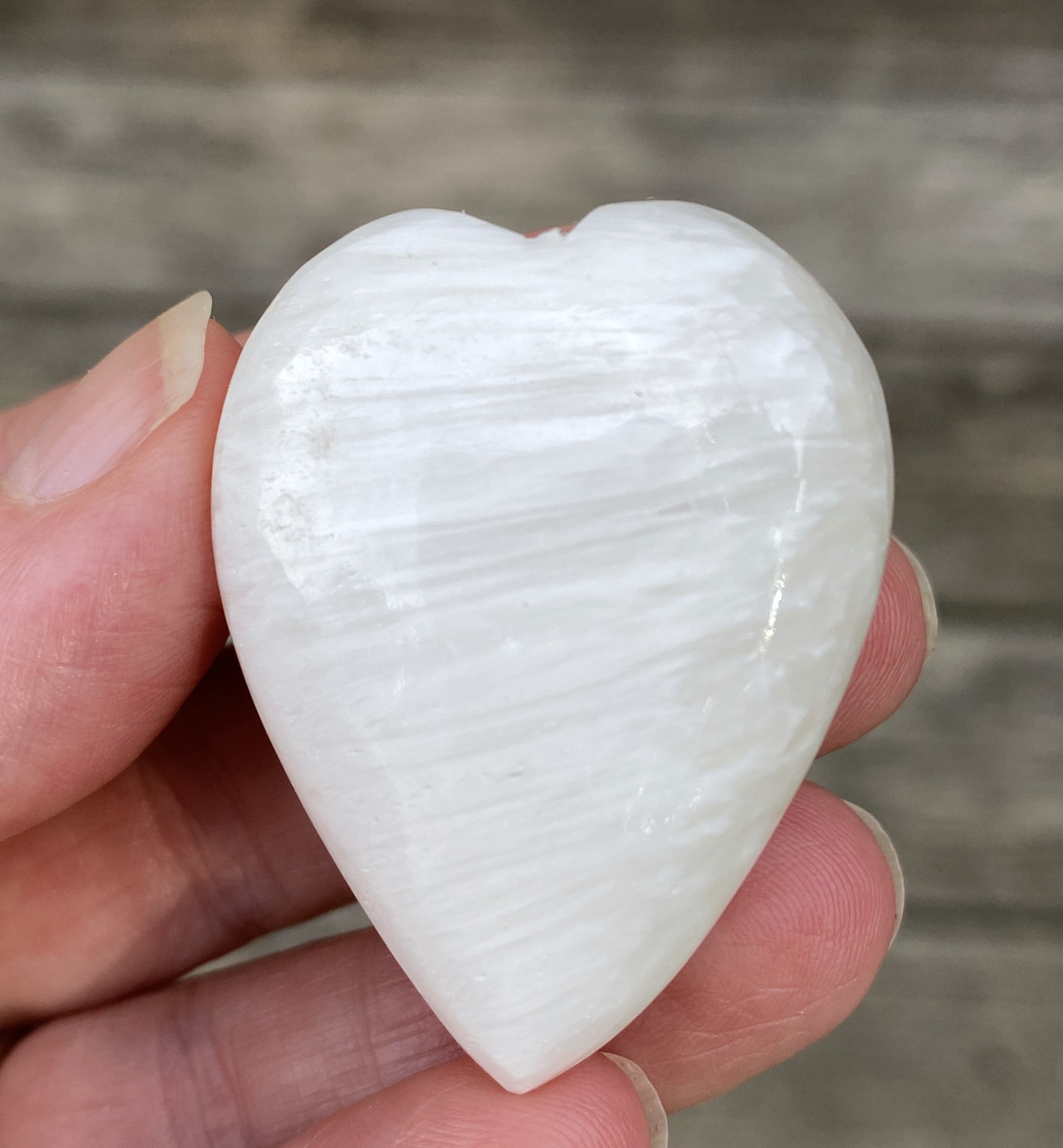 Scolecite White Heart Figurine  Peace Relaxation 31602S
