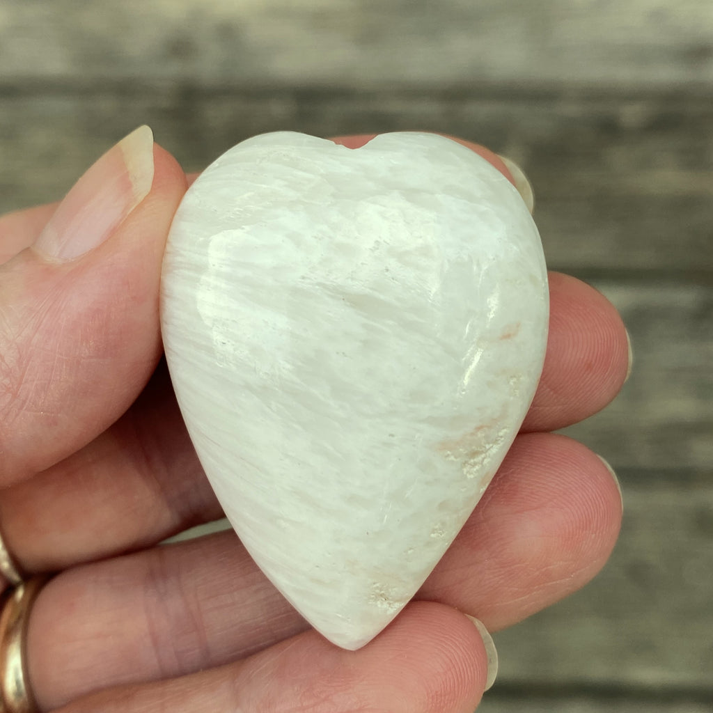 Scolecite White Heart Figurine  Peace Relaxation 31602S