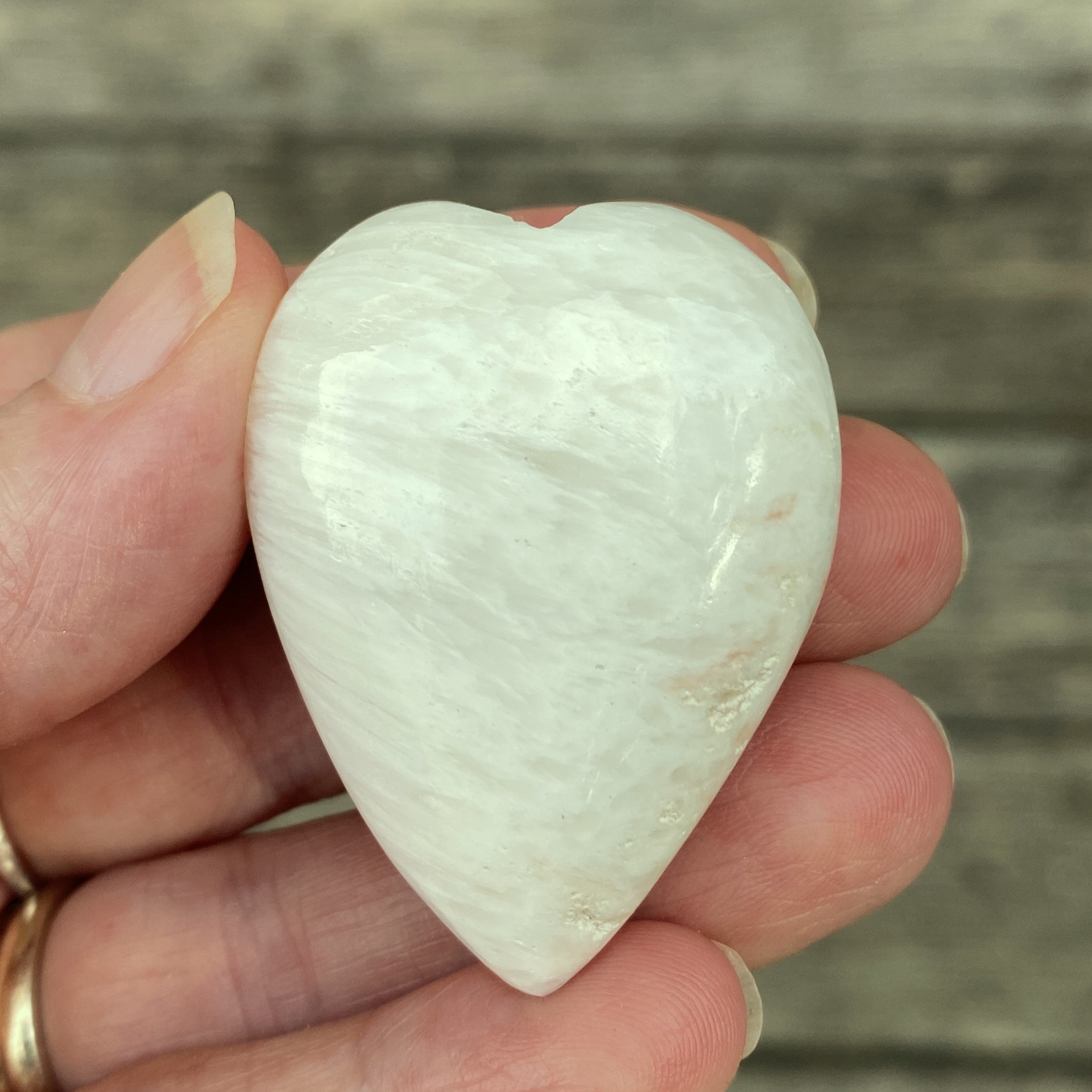 Scolecite White Heart Figurine  Peace Relaxation 31602S