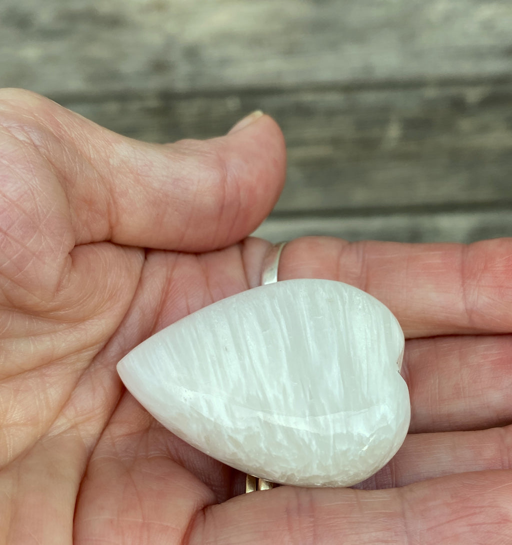 Scolecite White Heart Figurine  Peace Relaxation 31602S