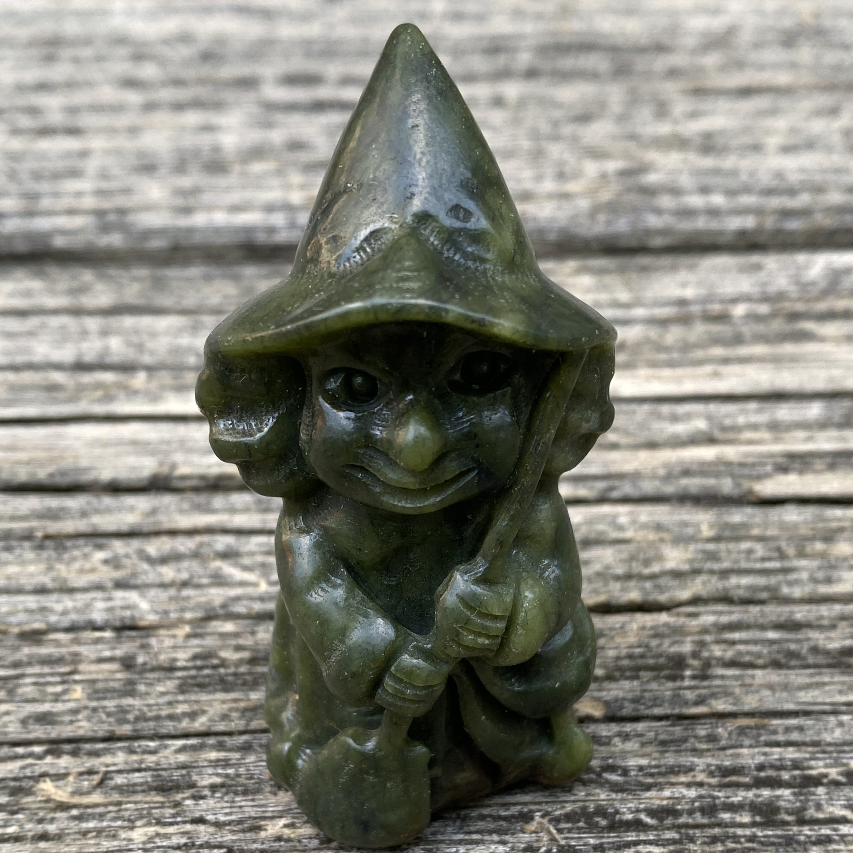 Witch Figurine  Nephrite Jade  Peru  Dream Stone Protection 31617S