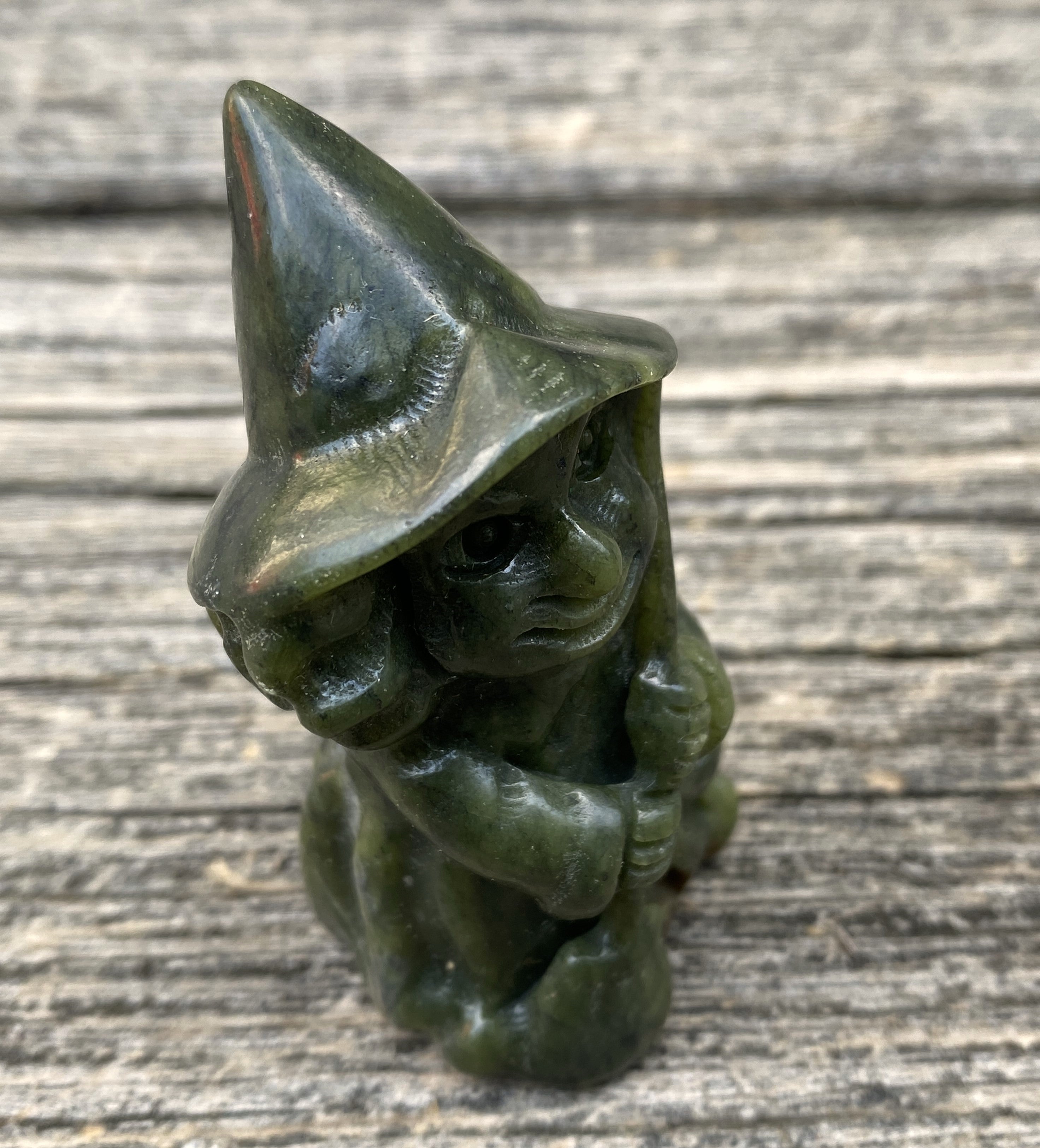 Witch Figurine  Nephrite Jade  Peru  Dream Stone Protection 31617S