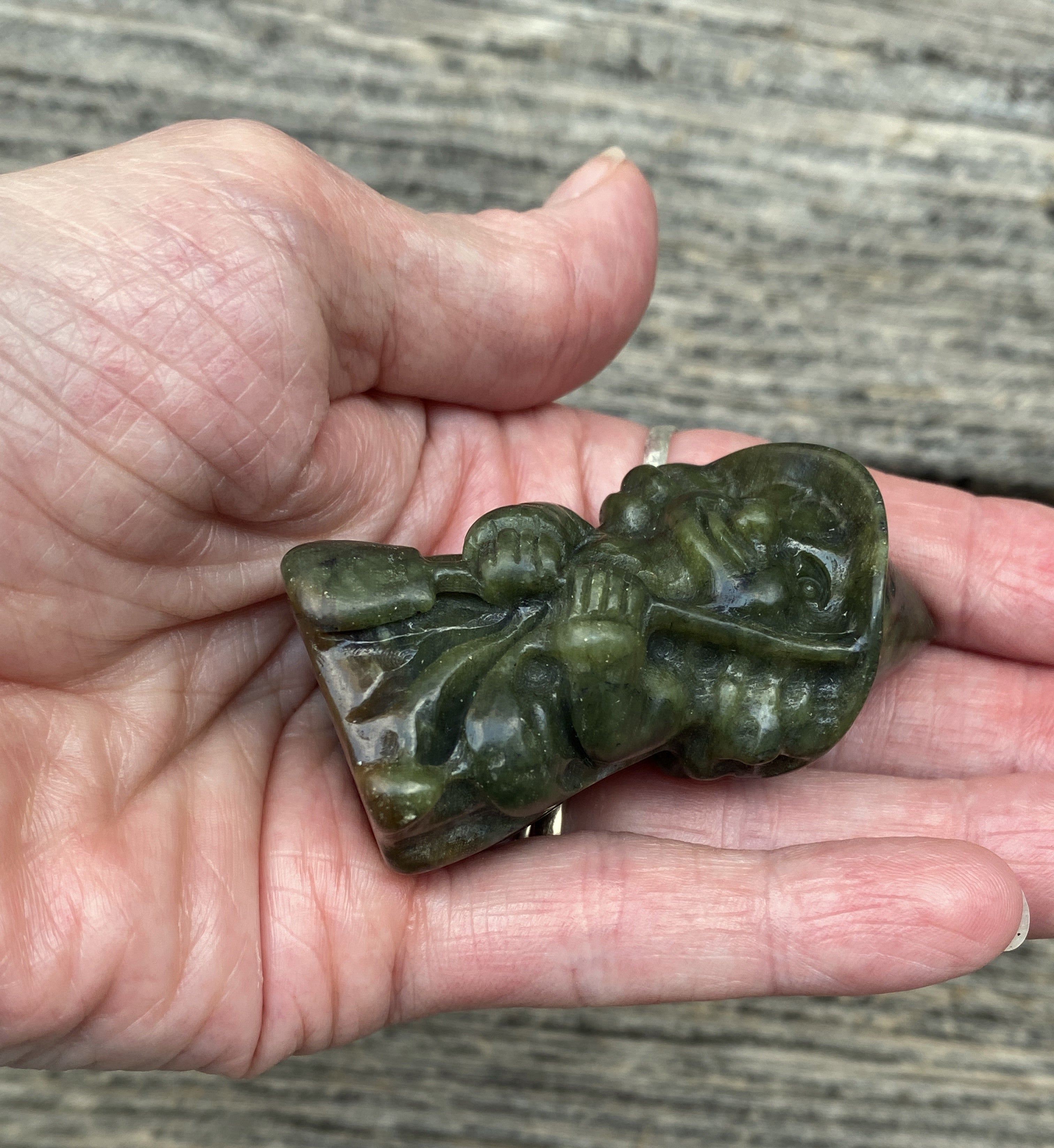Witch Figurine  Nephrite Jade  Peru  Dream Stone Protection 31617S