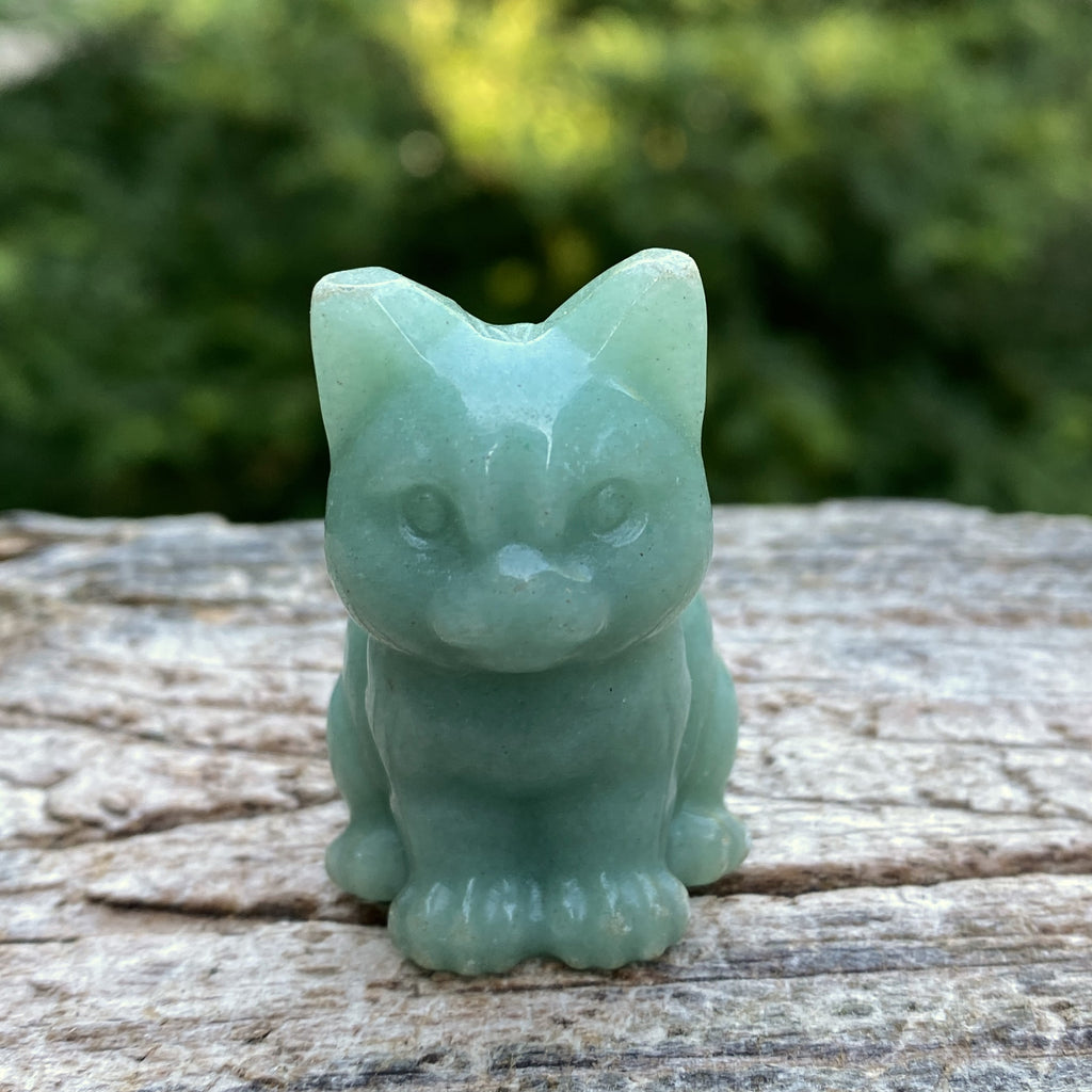 Cat Figurine Green Aventurine Abundance Healing 31619S