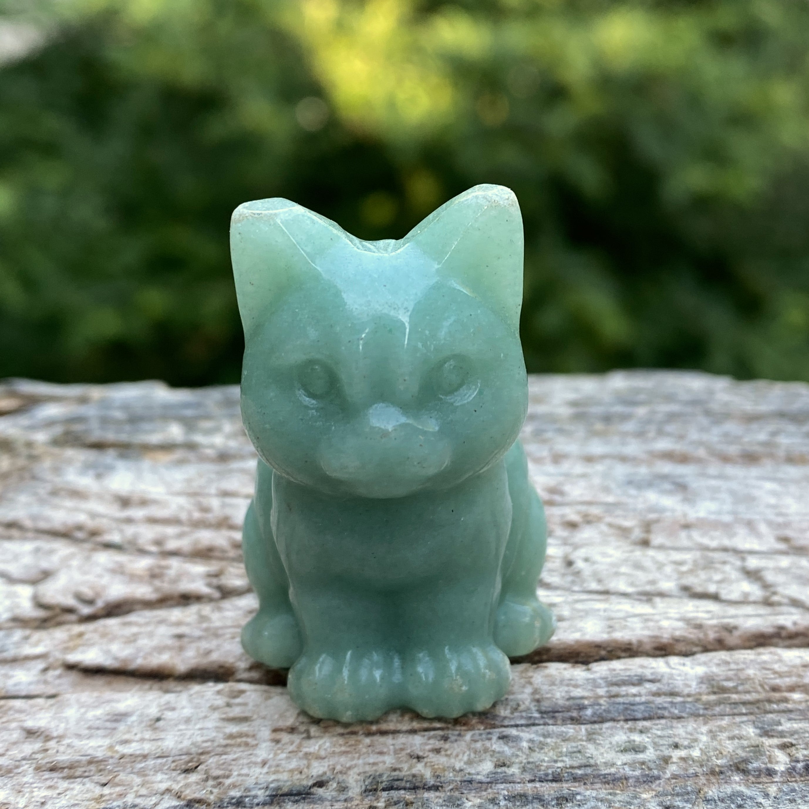 Cat Figurine Green Aventurine Abundance Healing 31619S