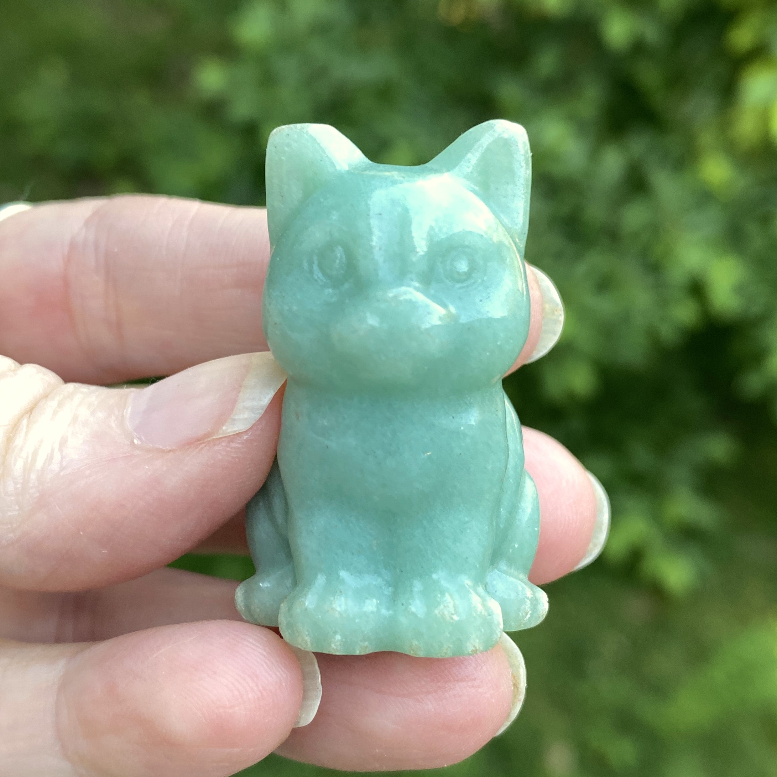 Cat Figurine Green Aventurine Abundance Healing 31619S