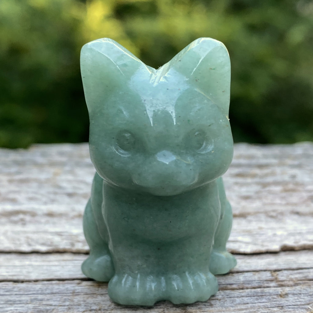 Cat Figurine Green Aventurine Abundance Healing 31620S