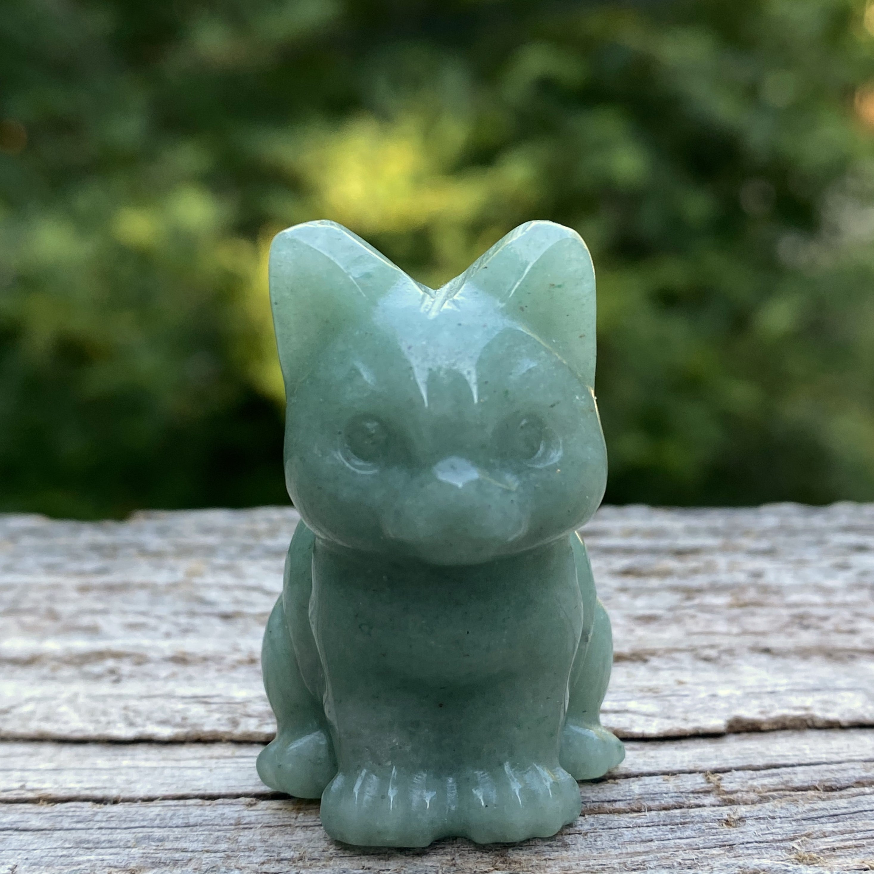 Cat Figurine Green Aventurine Abundance Healing 31620S