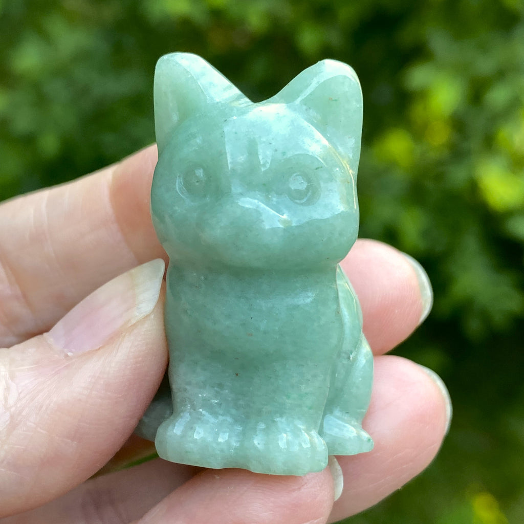 Cat Figurine Green Aventurine Abundance Healing 31620S