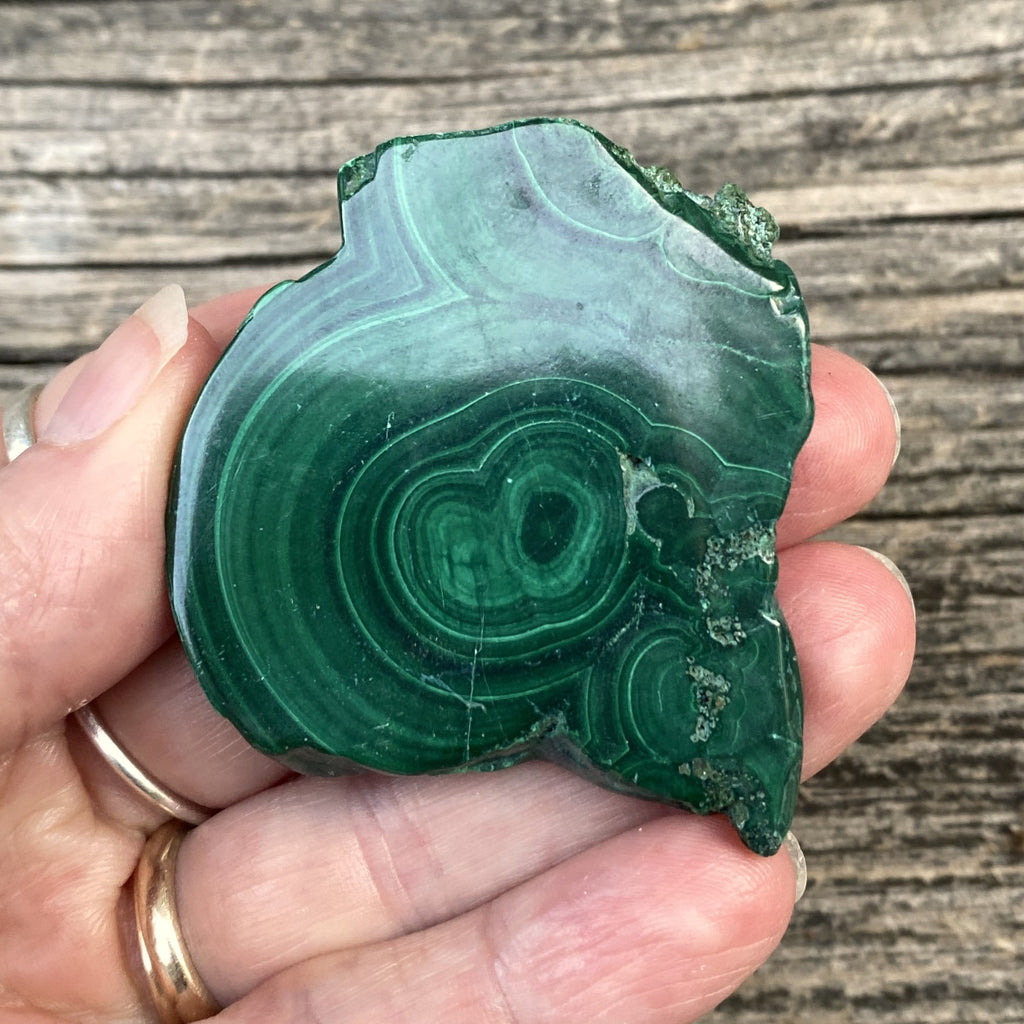 Malachite Slab  Small Palm Stone  Polished  Protection Abundance 31652S