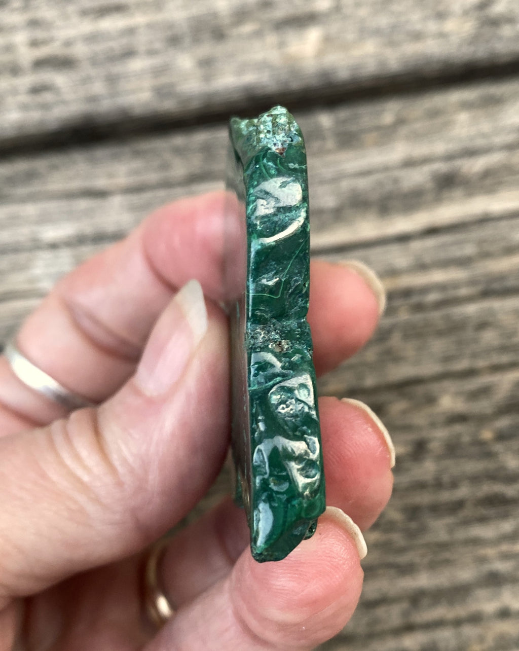 Malachite Slab  Small Palm Stone  Polished  Protection Abundance 31652S