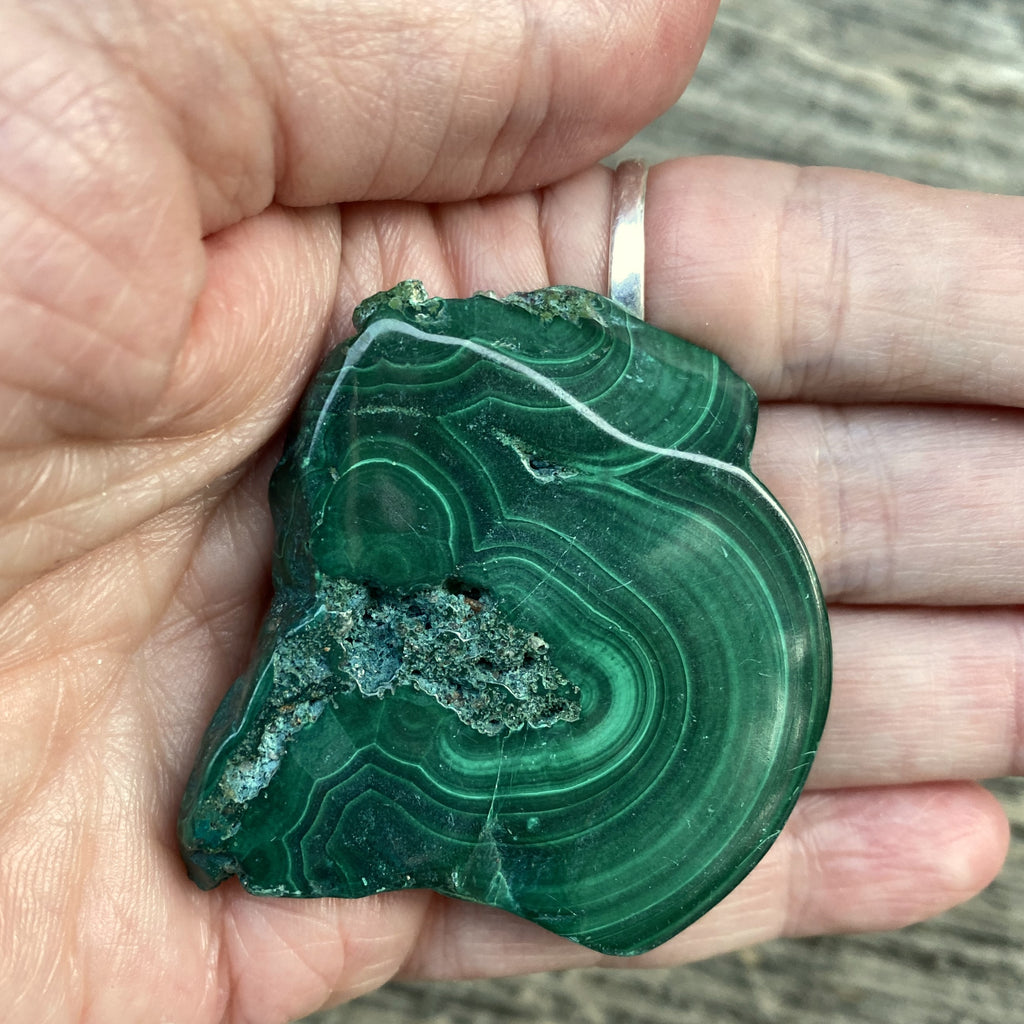 Malachite Slab  Small Palm Stone  Polished  Protection Abundance 31652S