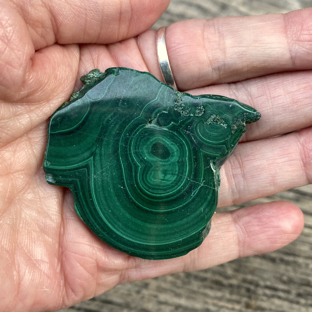 Malachite Slab  Small Palm Stone  Polished  Protection Abundance 31652S