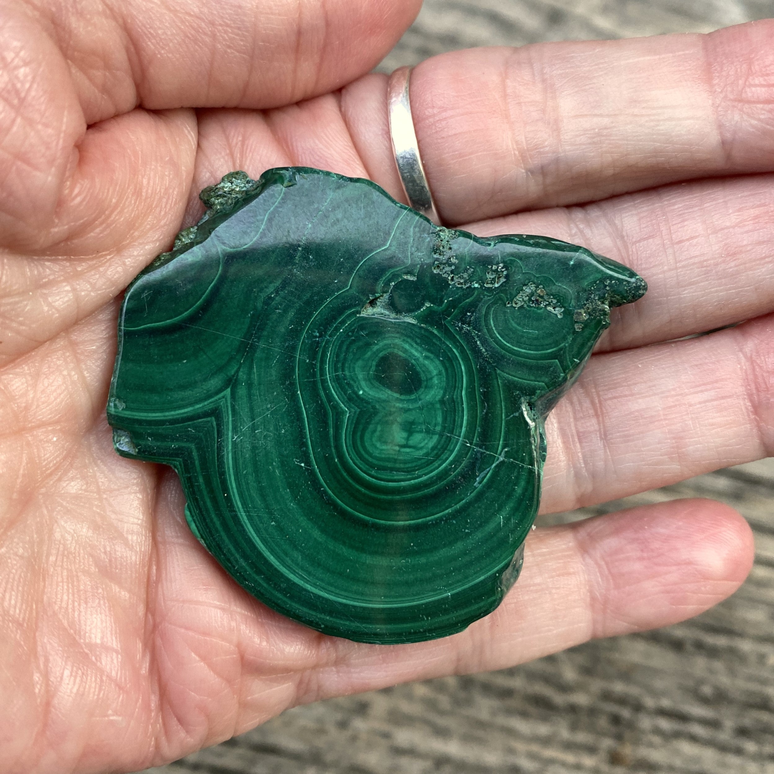 Malachite Slab  Small Palm Stone  Polished  Protection Abundance 31652S