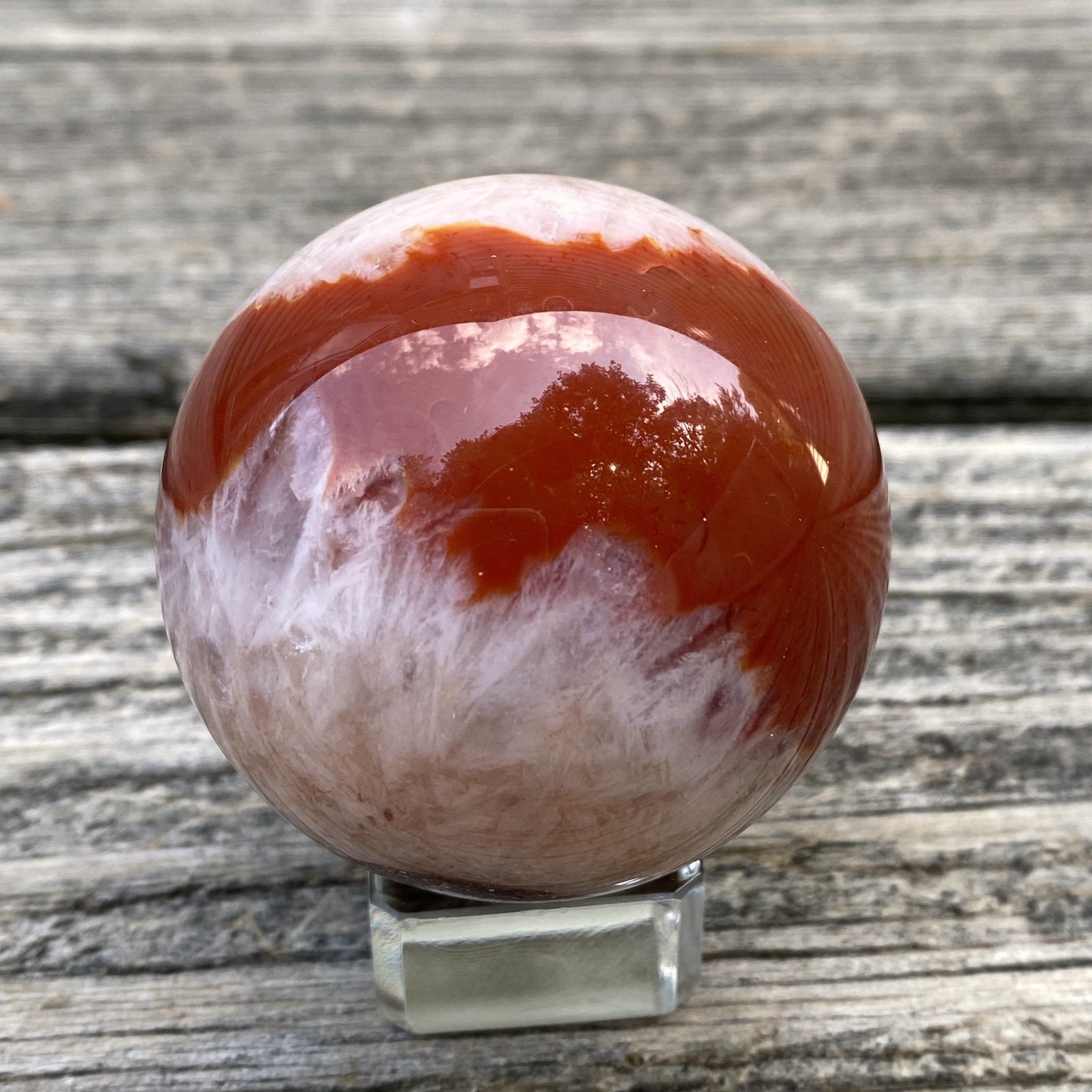 Carnelian Sphere Glass Stand  Creativity Grounding 31641S