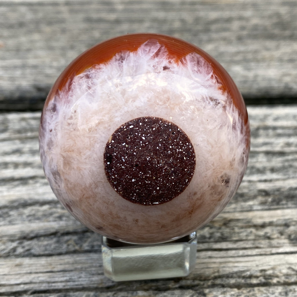 Carnelian Sphere Glass Stand  Creativity Grounding 31641S