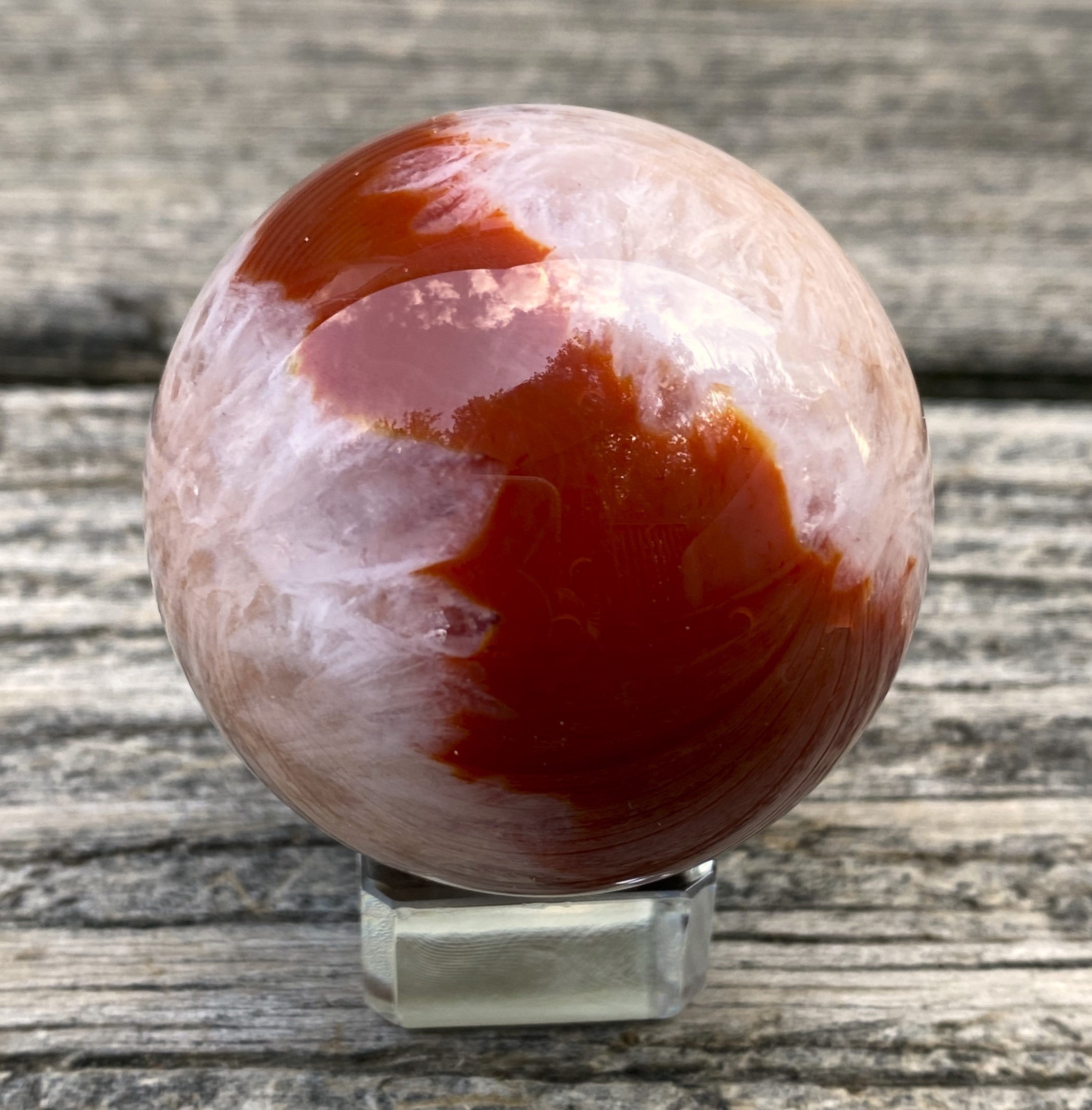Carnelian Sphere Glass Stand  Creativity Grounding 31641S
