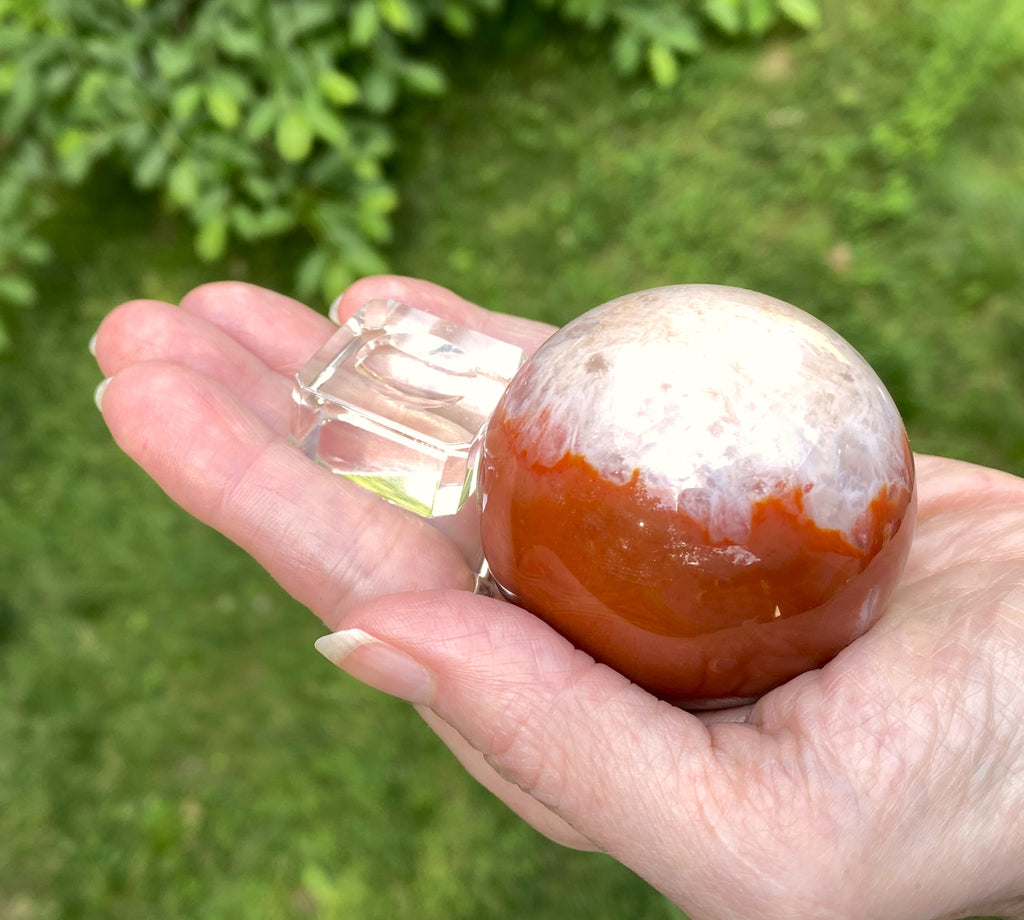 Carnelian Sphere Glass Stand  Creativity Grounding 31641S