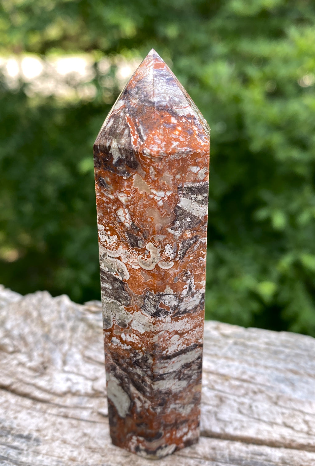 Money Agate Point Tower  Red Gray  Grounding Abundance 31650S