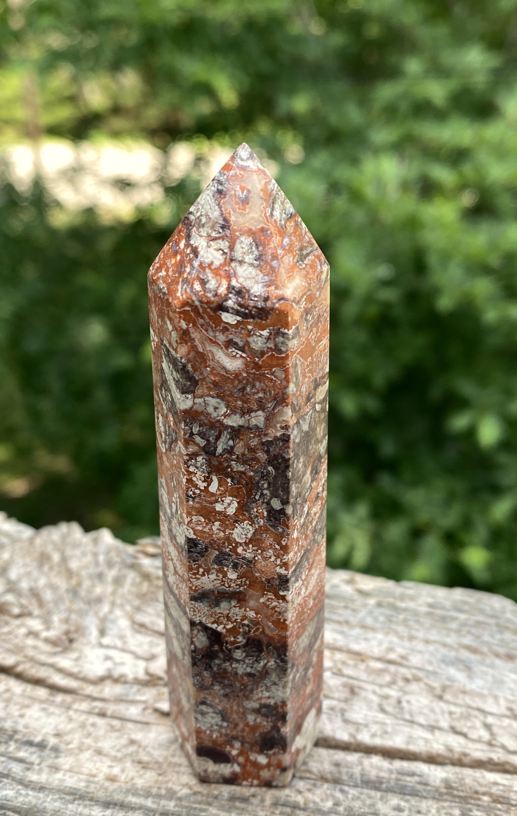 Money Agate Point Tower  Red Gray  Grounding Abundance 31650S