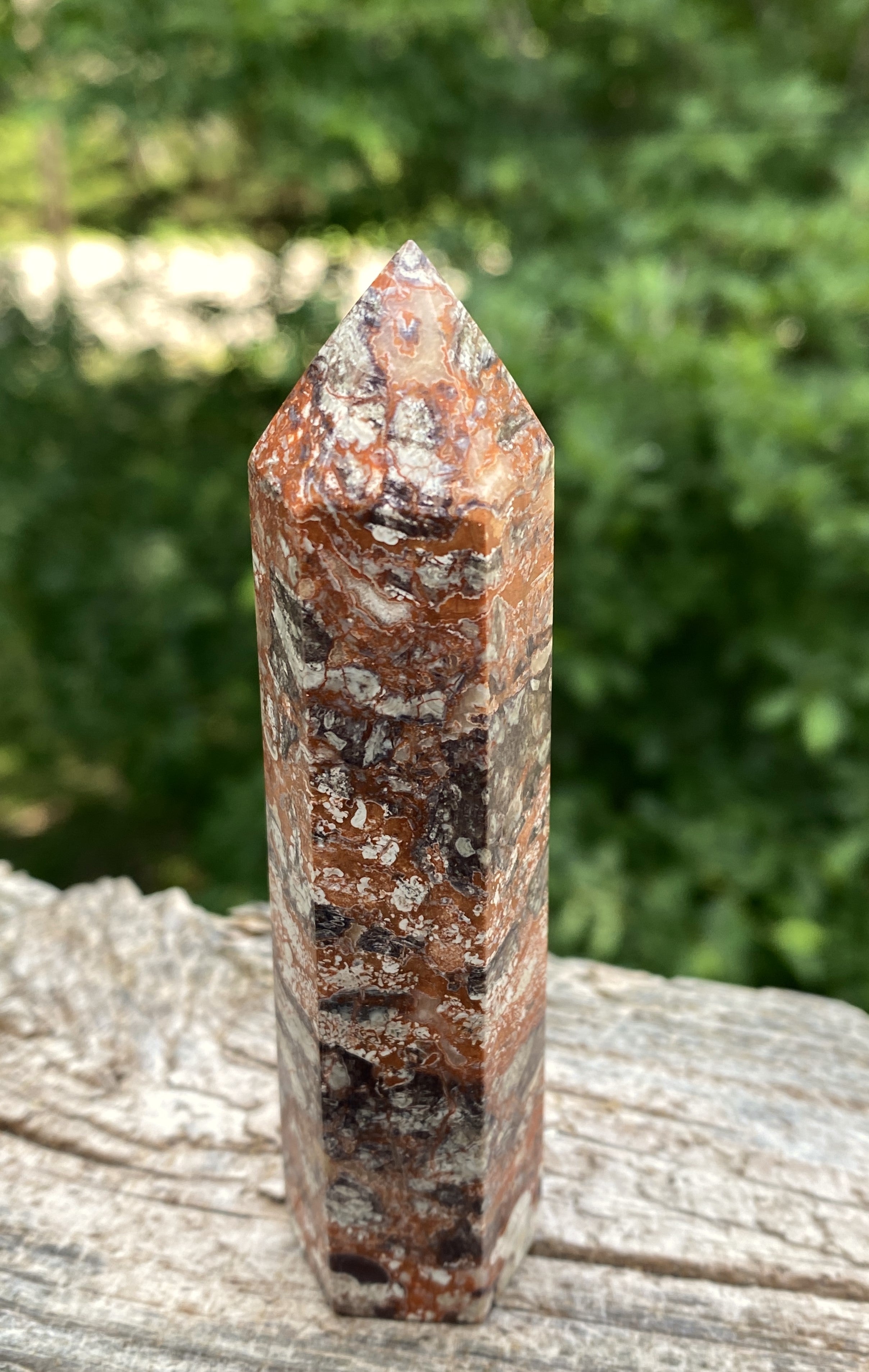 Money Agate Point Tower  Red Gray  Grounding Abundance 31650S