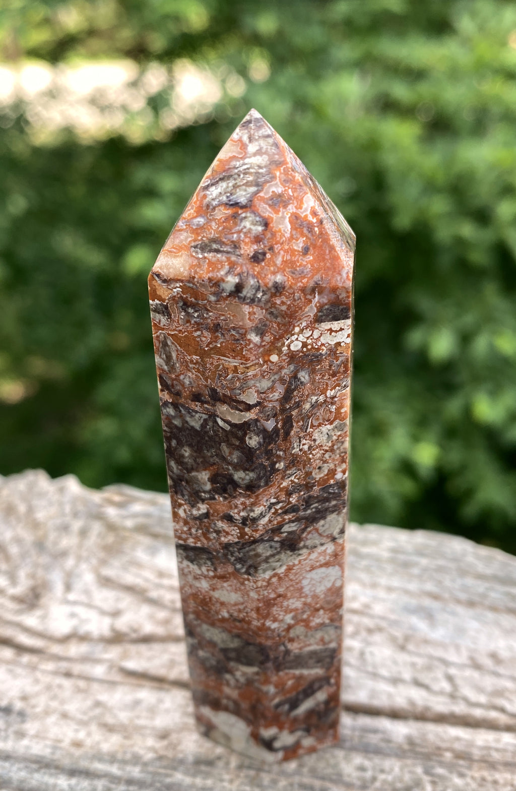 Money Agate Point Tower  Red Gray  Grounding Abundance 31650S