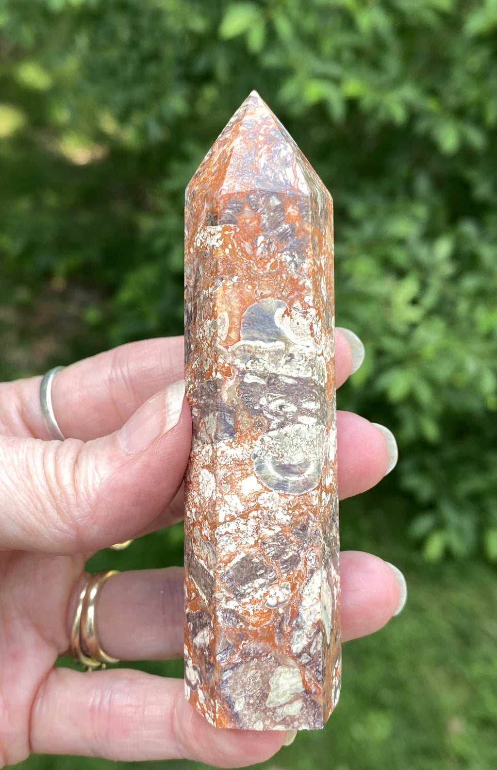 Money Agate Point Tower  Red Gray  Grounding Abundance 31650S