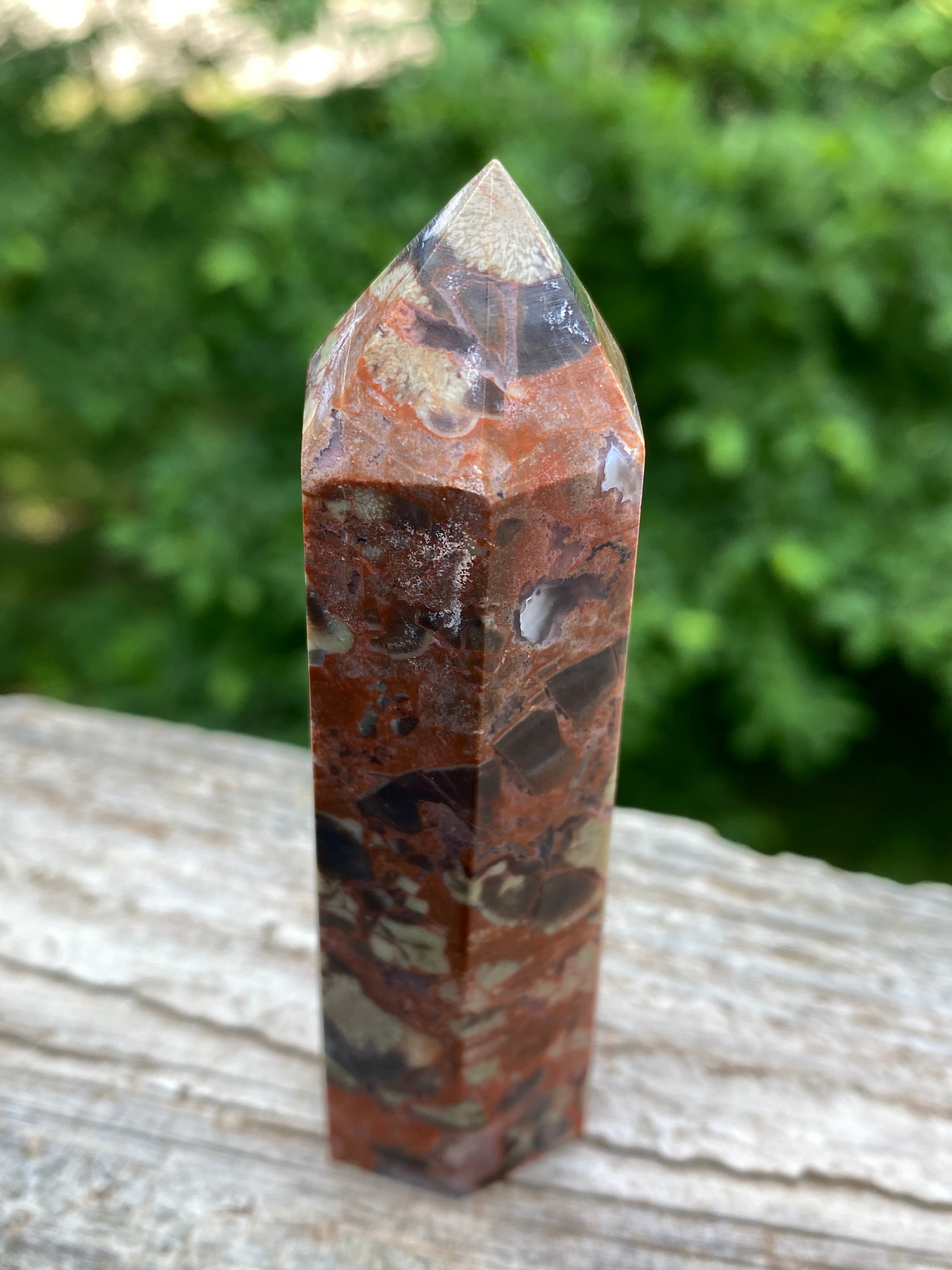 Money Agate Point Tower  Red Gray  Grounding Abundance 31651S