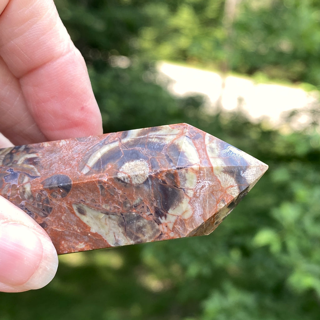 Money Agate Point Tower  Red Gray  Grounding Abundance 31651S