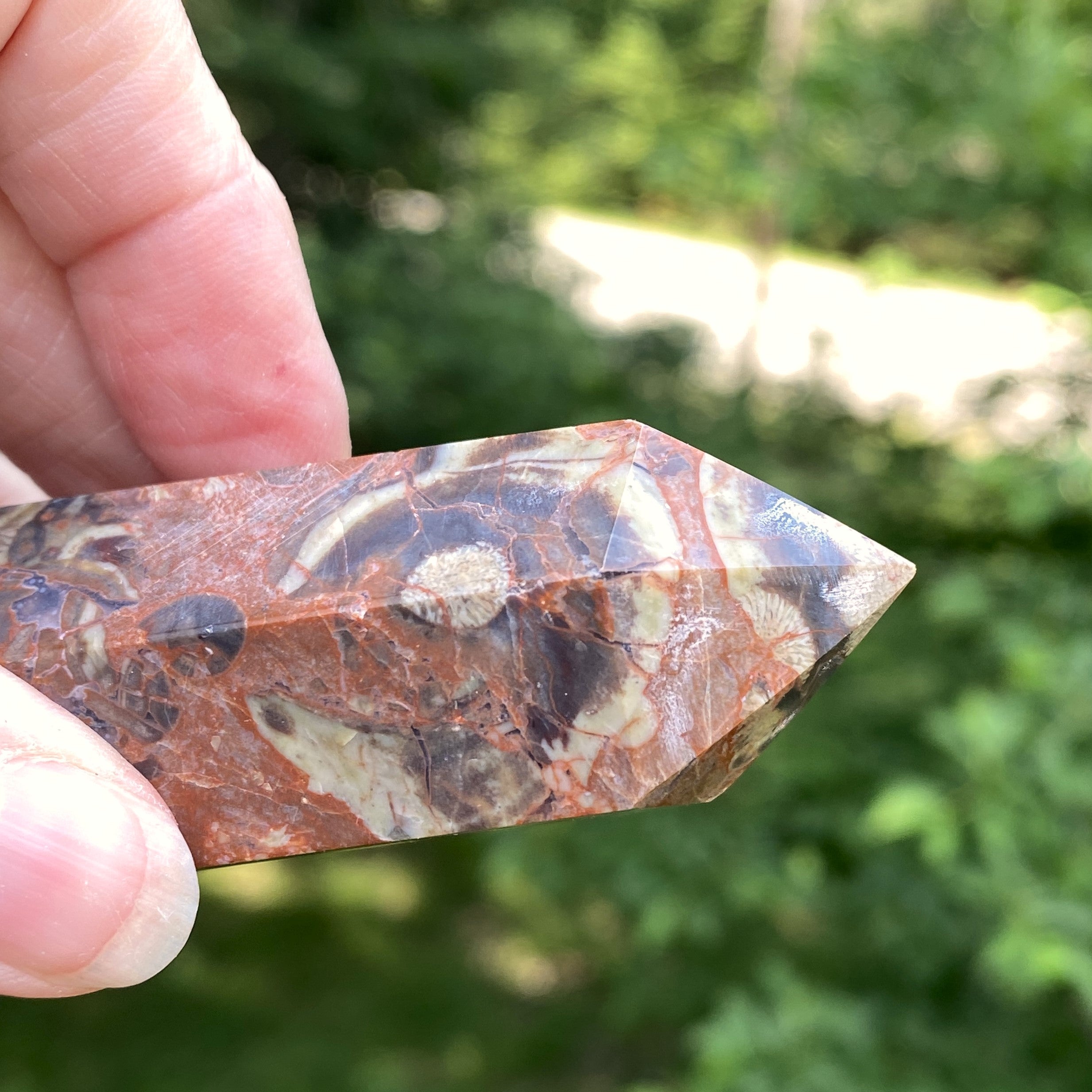 Money Agate Point Tower  Red Gray  Grounding Abundance 31651S