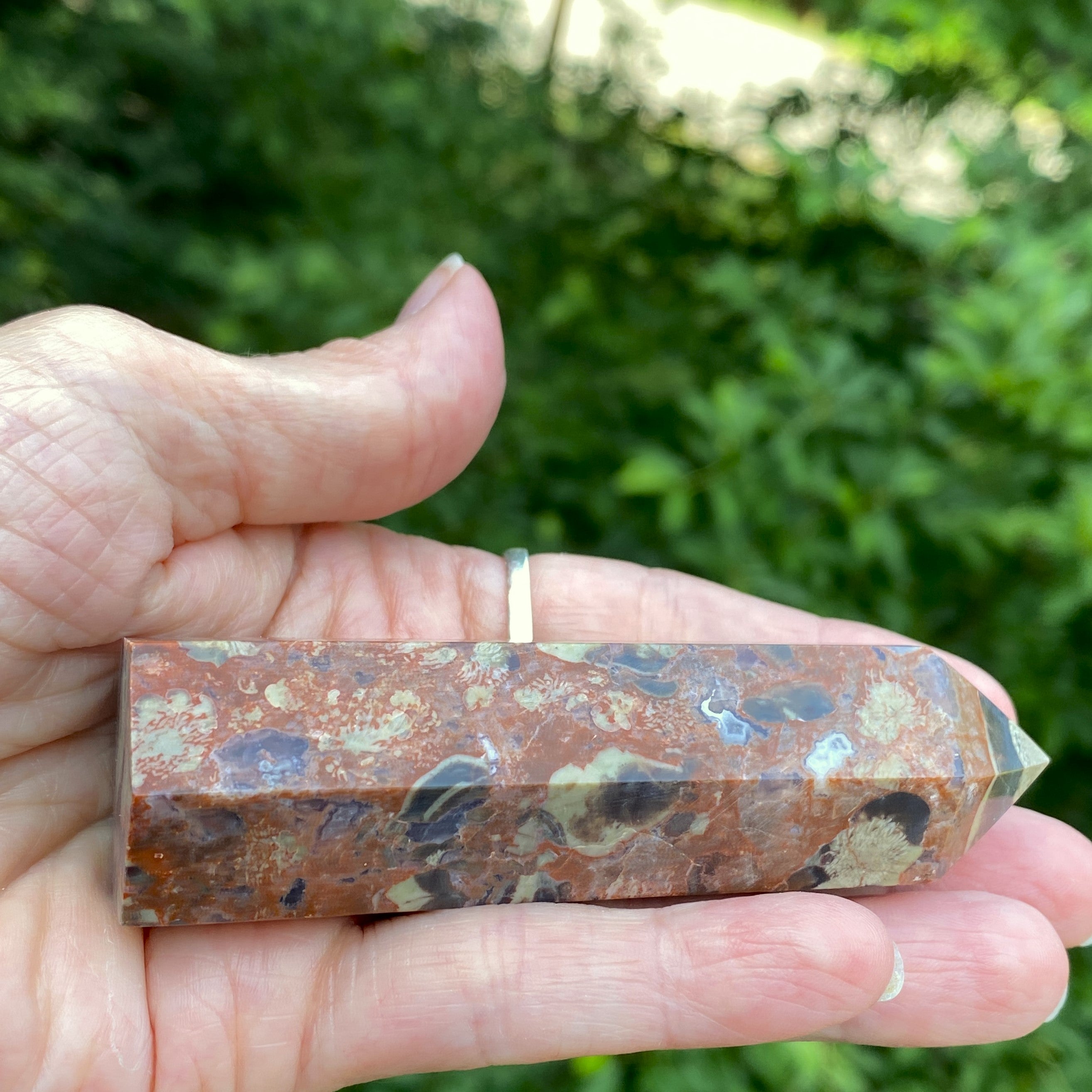 Money Agate Point Tower  Red Gray  Grounding Abundance 31651S