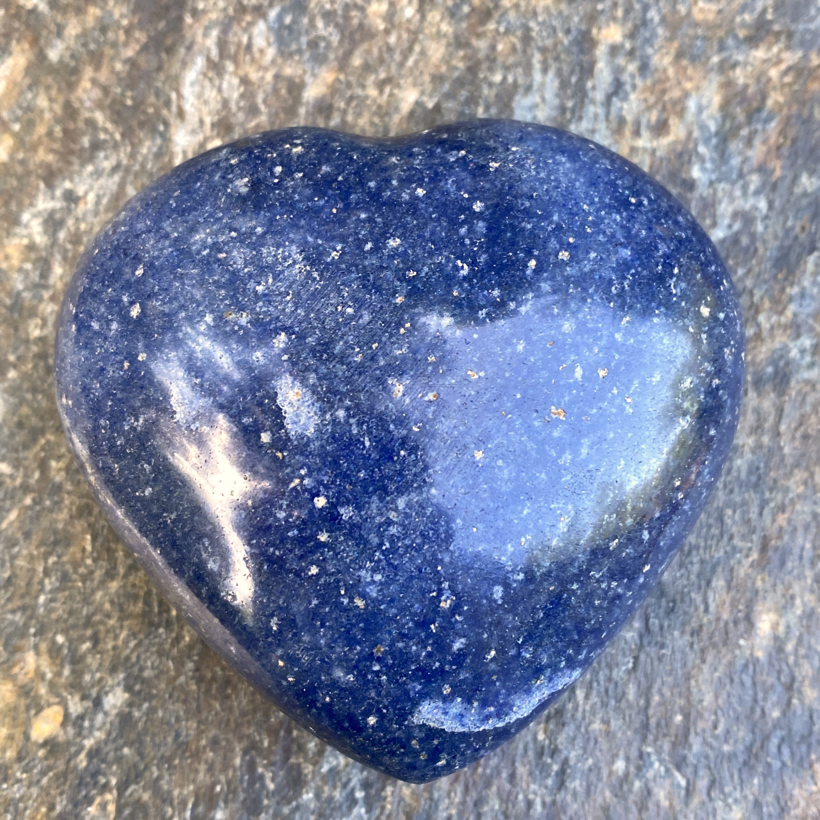 Lazulite Palm Stone  Heart  Dark Blue  Insight Intuition Harmony 31637S