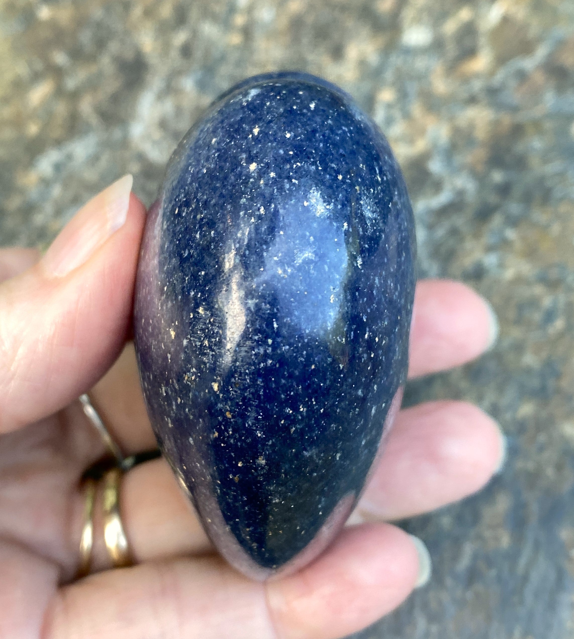 Lazulite Palm Stone  Heart  Dark Blue  Insight Intuition Harmony 31637S