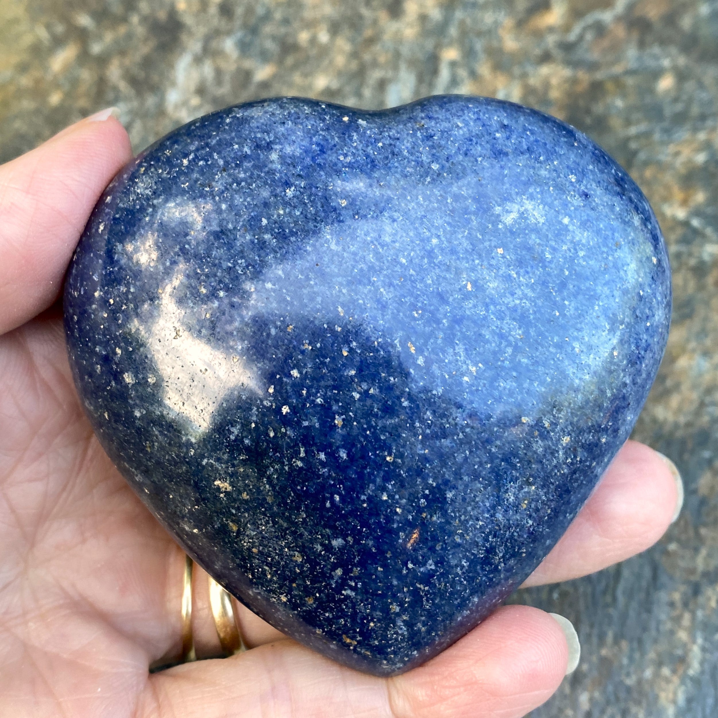 Lazulite Palm Stone  Heart  Dark Blue  Insight Intuition Harmony 31637S