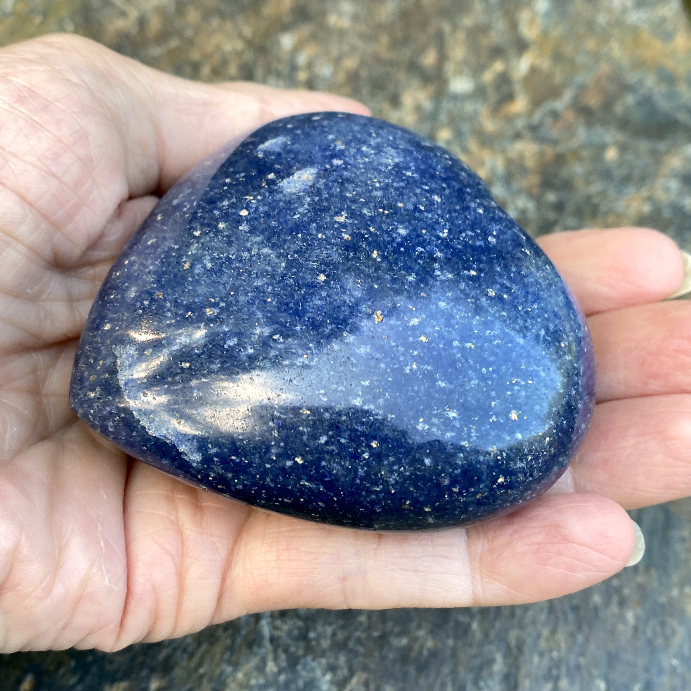 Lazulite Palm Stone  Heart  Dark Blue  Insight Intuition Harmony 31637S