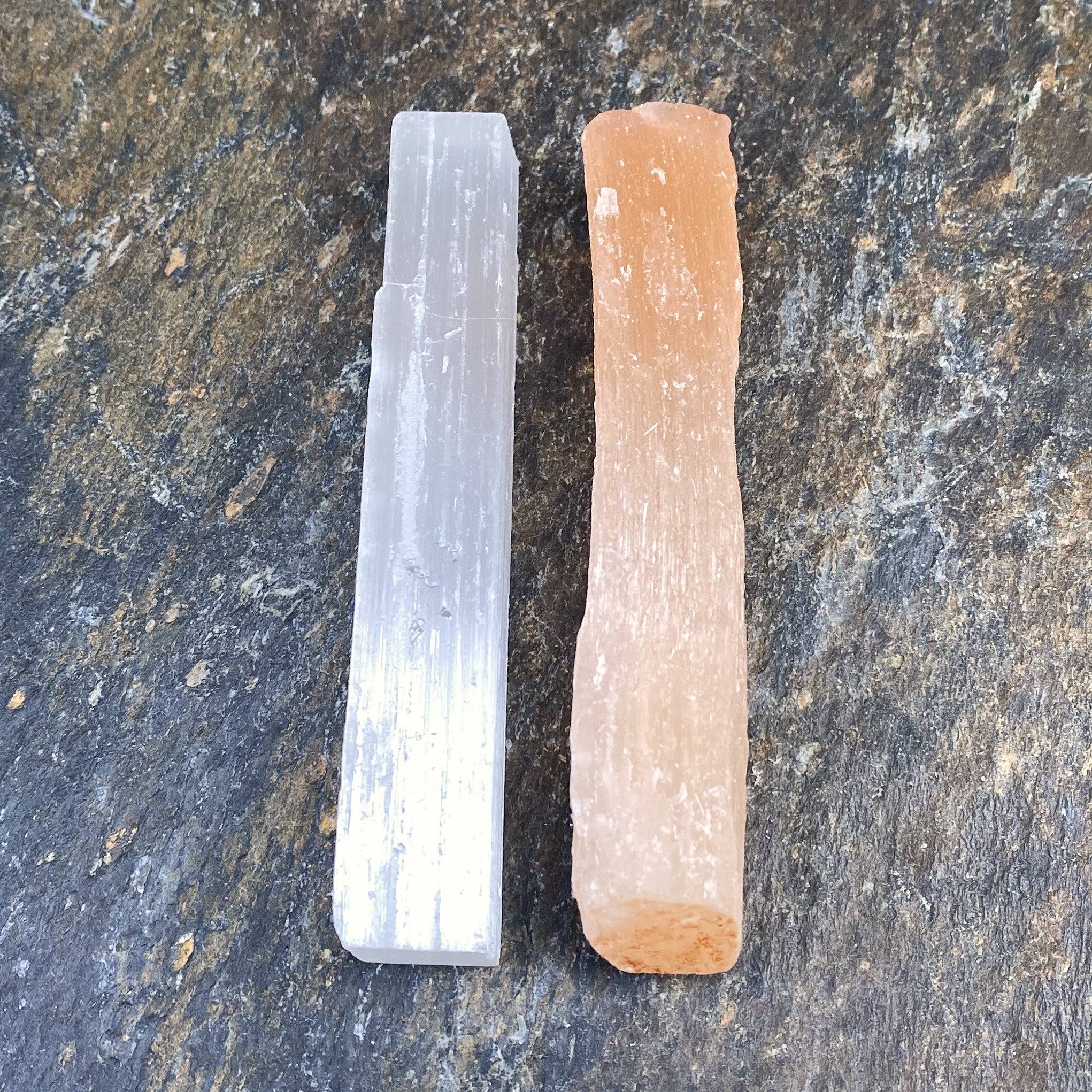 Selenite Sticks  Peach & White  Raw Rough  Healing Protection 31656S
