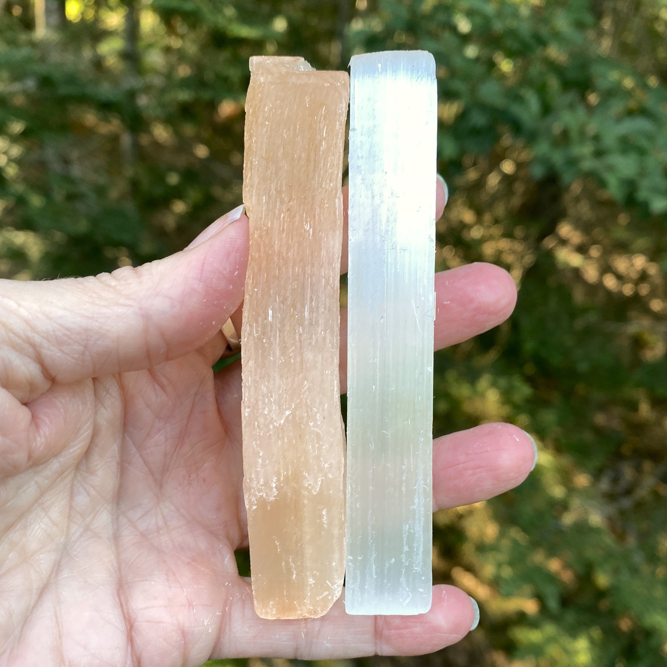 Selenite Sticks  Peach & White  Raw Rough  Healing Protection 31656S