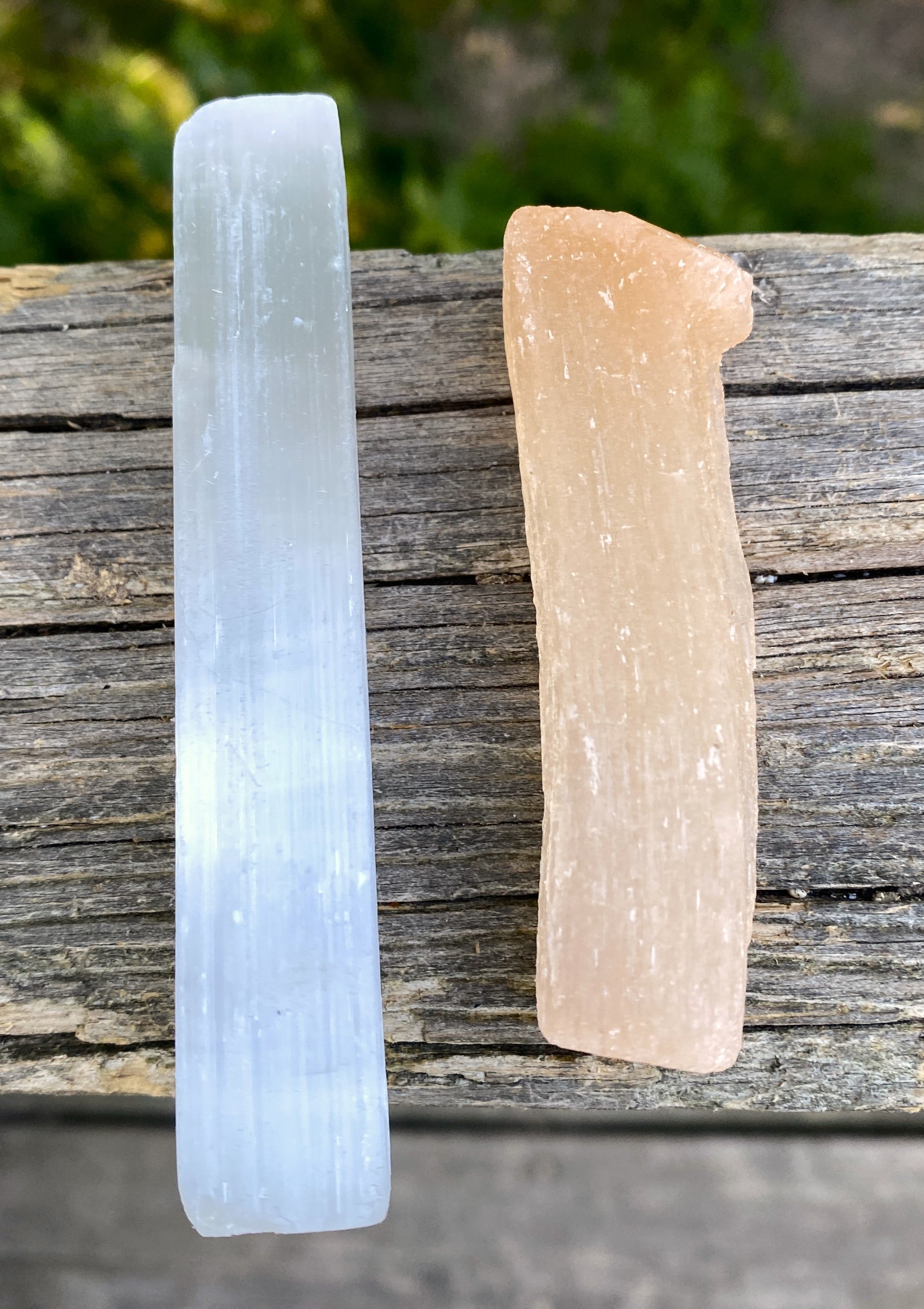 Selenite Sticks  Peach & White  Raw Rough  Healing Protection 31655S