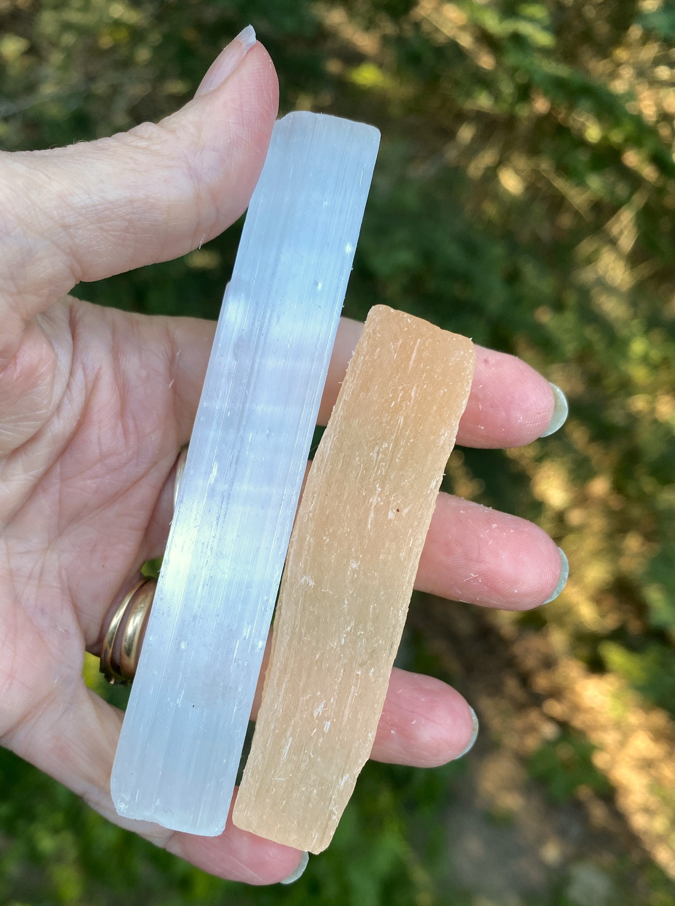 Selenite Sticks  Peach & White  Raw Rough  Healing Protection 31655S