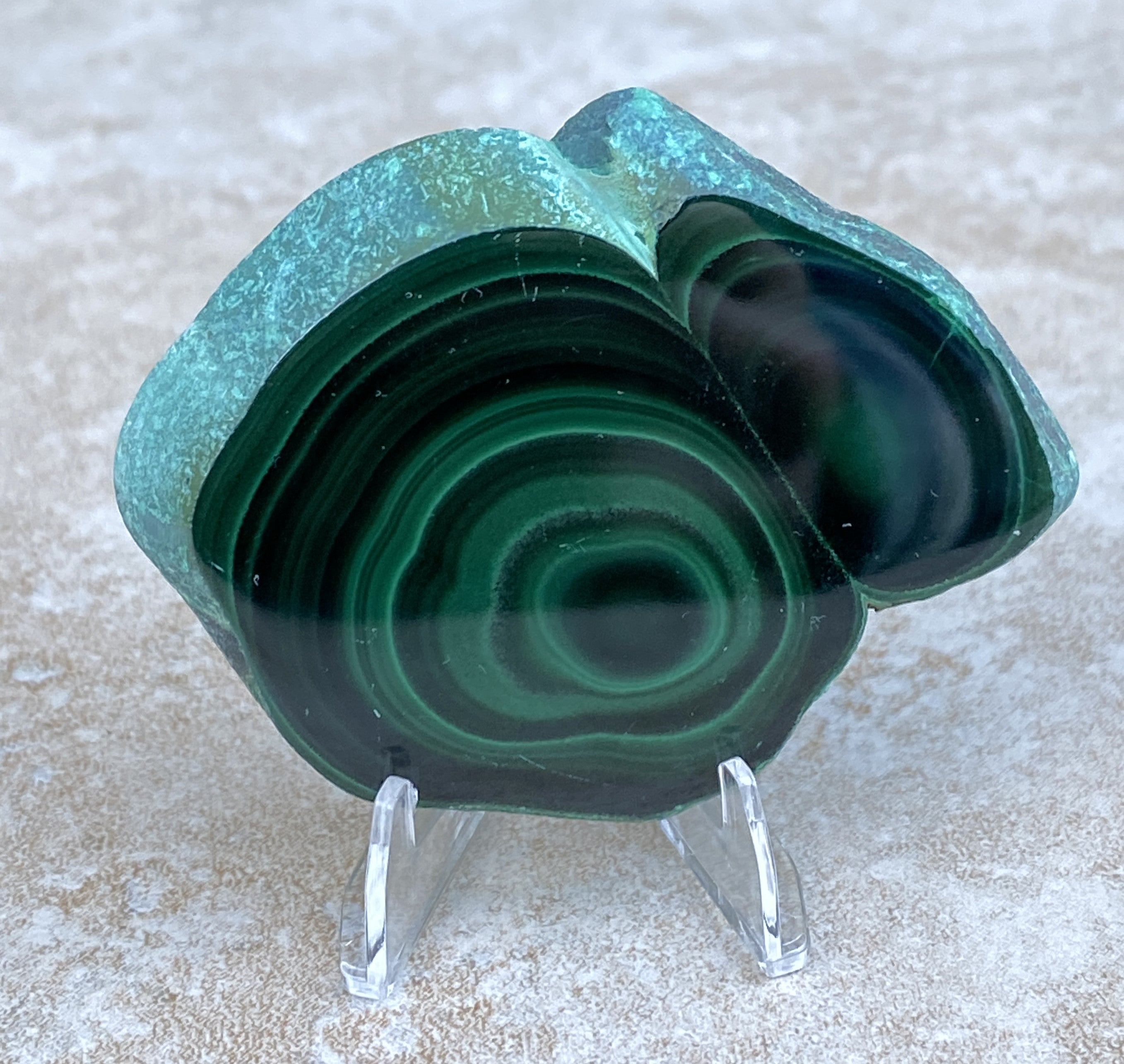 Malachite Slab  Plate + Stand  Small Polished  Protection Abundance 31670S