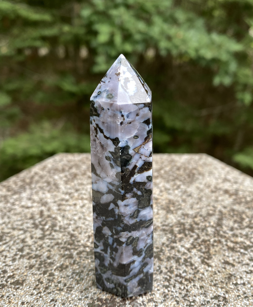 Indigo Gabbro aka Mystic Merlinite  Point Tower  Intuition Magic Indigo Gabbro aka Mystic Merlinite  Point Tower  Intuition Magic 31678S
