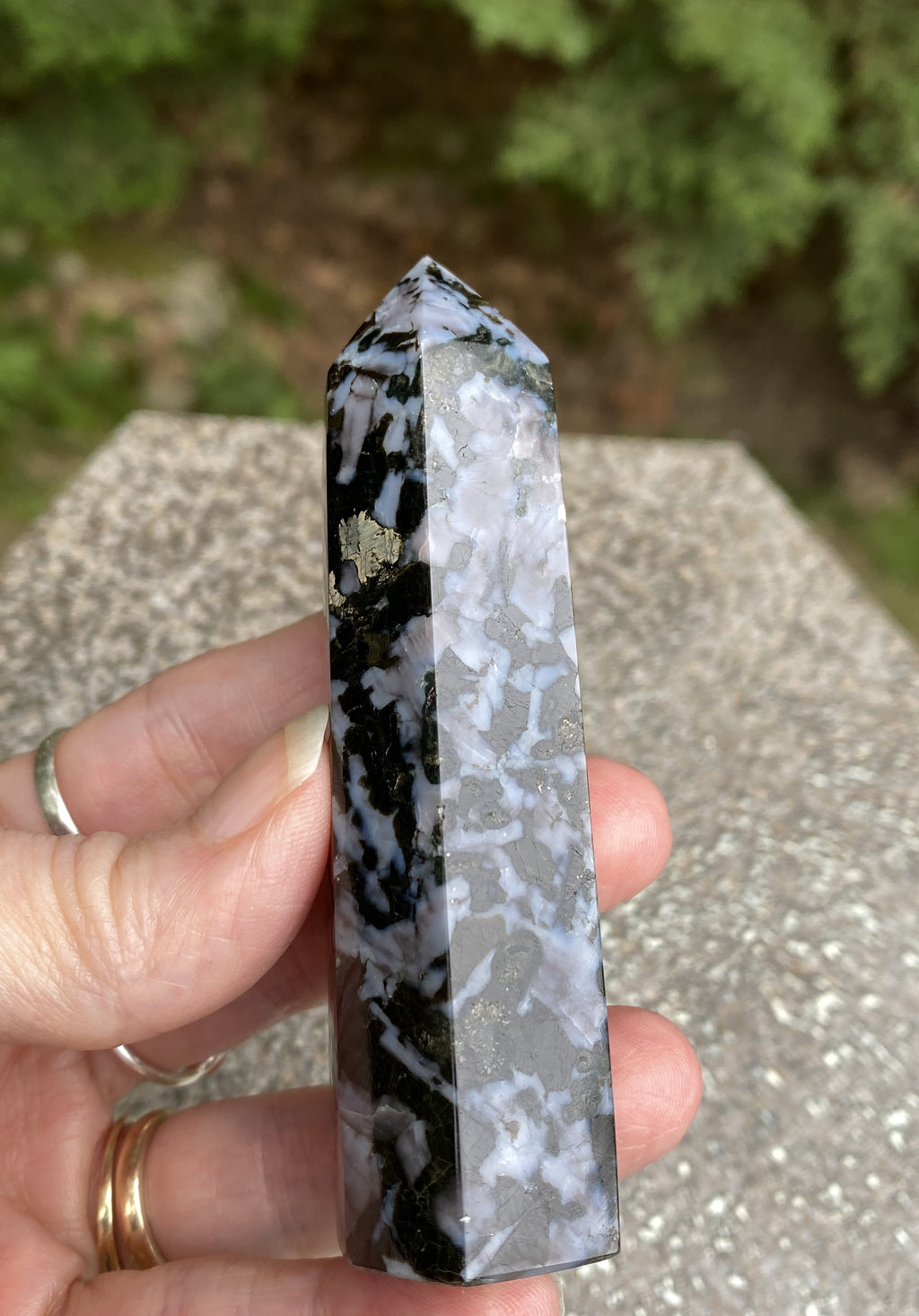 Indigo Gabbro aka Mystic Merlinite  Point Tower  Intuition Magic Indigo Gabbro aka Mystic Merlinite  Point Tower  Intuition Magic 31678S