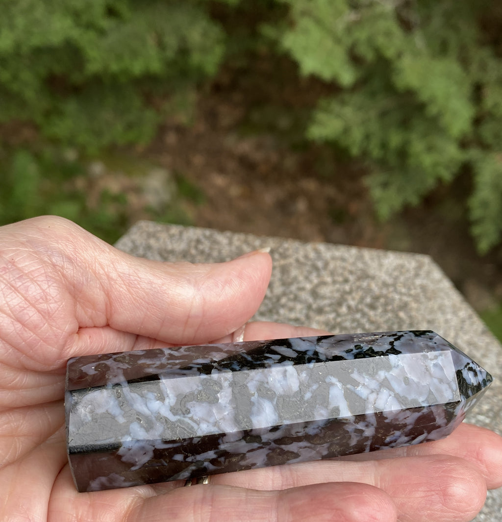 Indigo Gabbro aka Mystic Merlinite  Point Tower  Intuition Magic Indigo Gabbro aka Mystic Merlinite  Point Tower  Intuition Magic 31678S