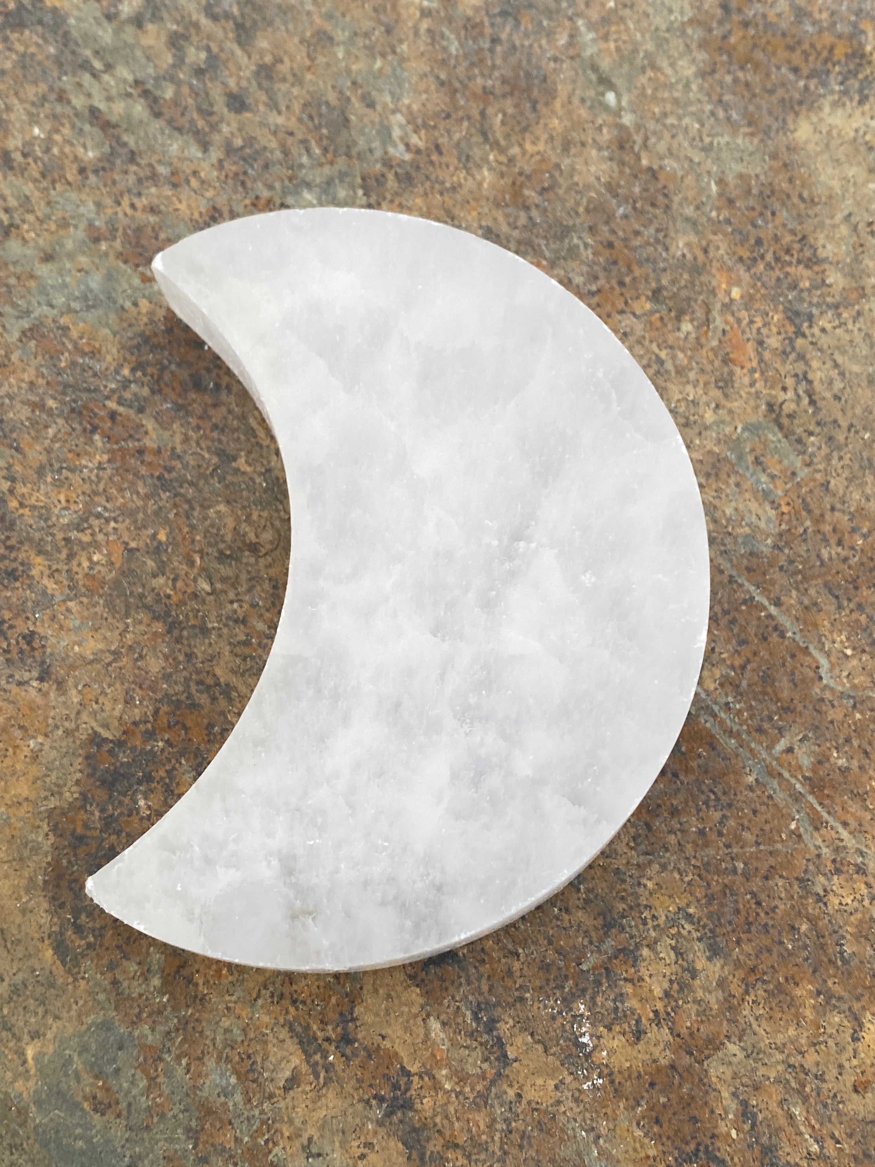 Crescent Moon White Selenite Charging Plate  Cleansing Protection 30843ETS