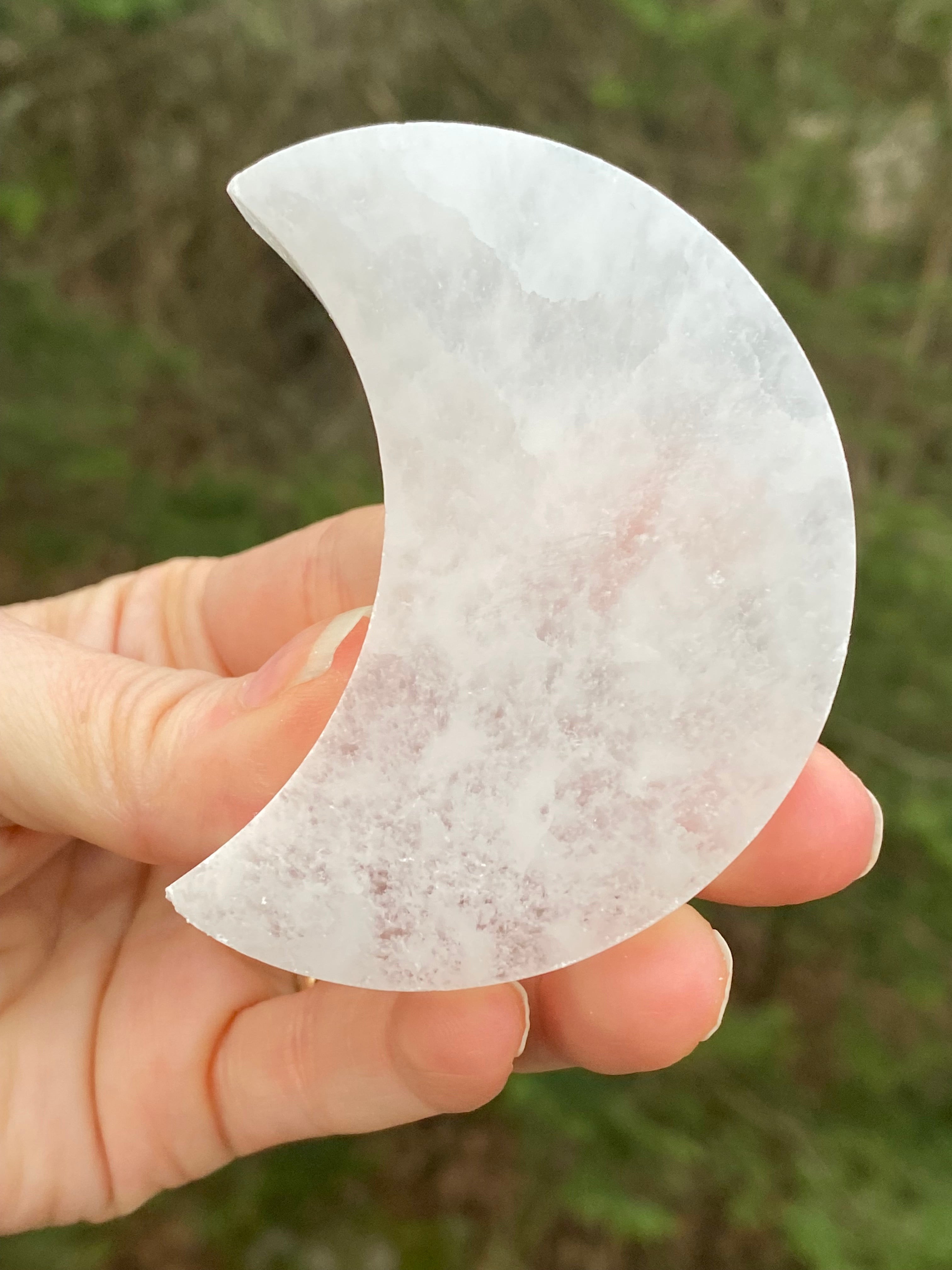 Crescent Moon White Selenite Charging Plate  Cleansing Protection 30843ETS