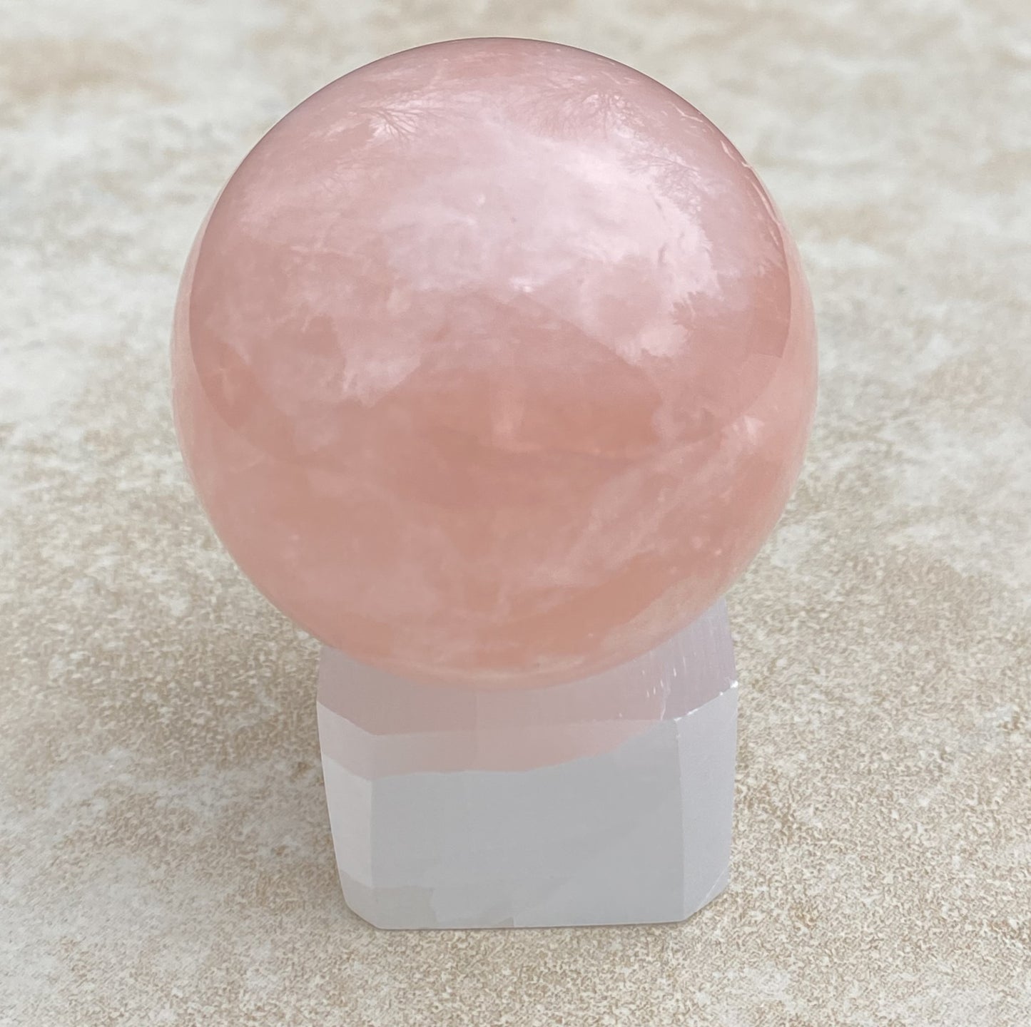 Rose Quartz Sphere  Glass Stand   Love Compassion 29452S